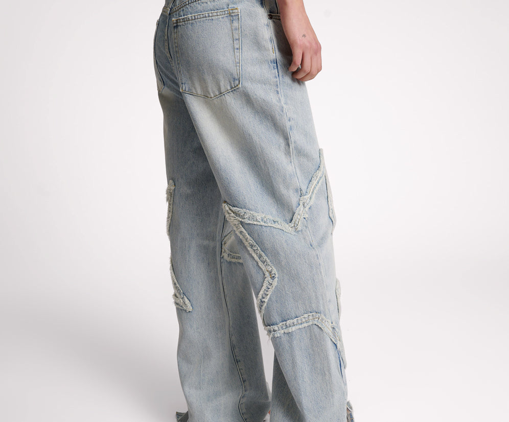 Billie Low Slung Straight Leg Mid Waist Denim Jeans - Diamonde