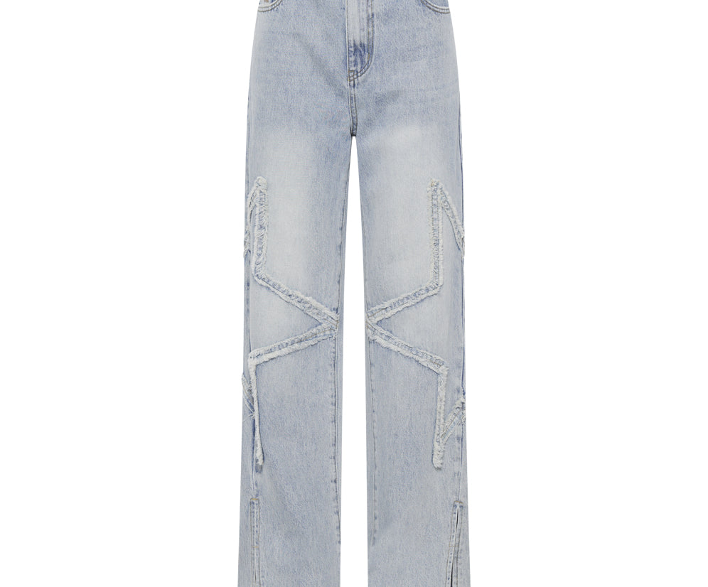 Billie Low Slung Straight Leg Mid Waist Denim Jeans - Diamonde