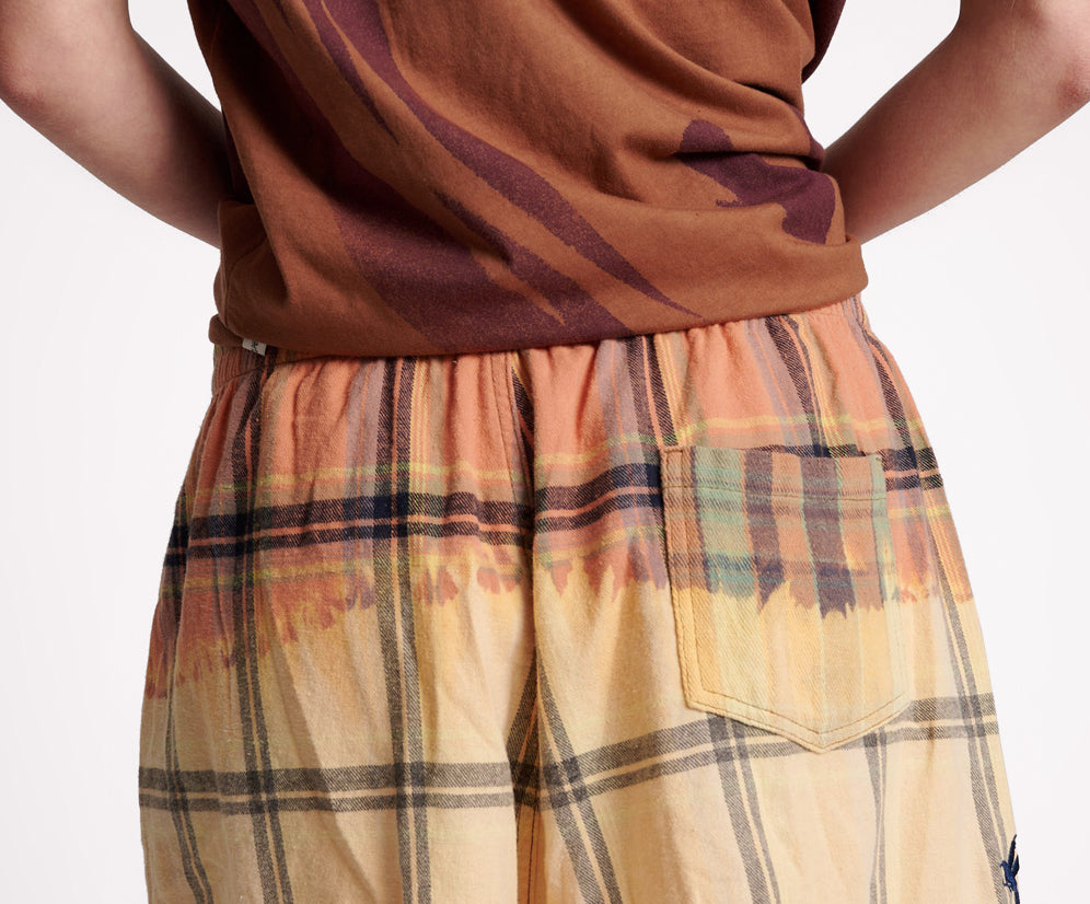 Flannel Studded Boxer Shorts - Peach