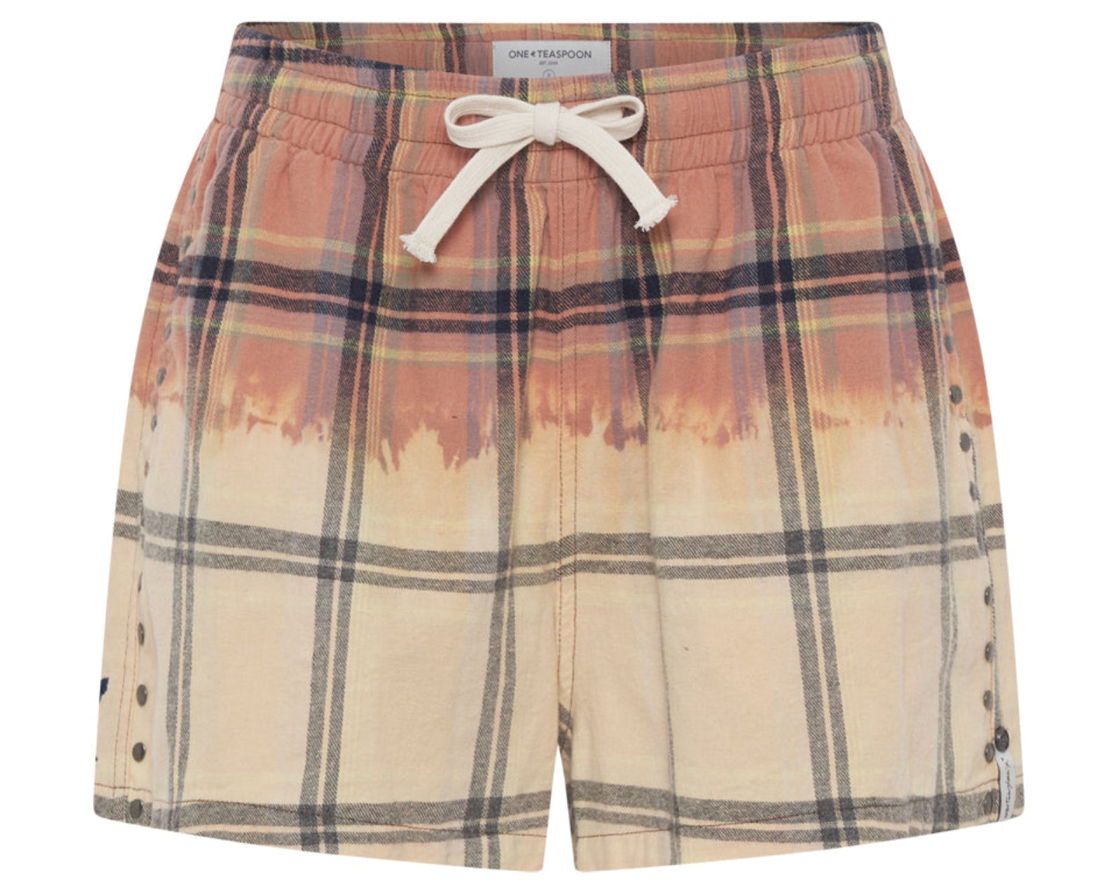Flannel Studded Boxer Shorts - Peach