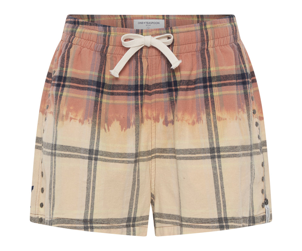 Flannel Studded Boxer Shorts - Peach