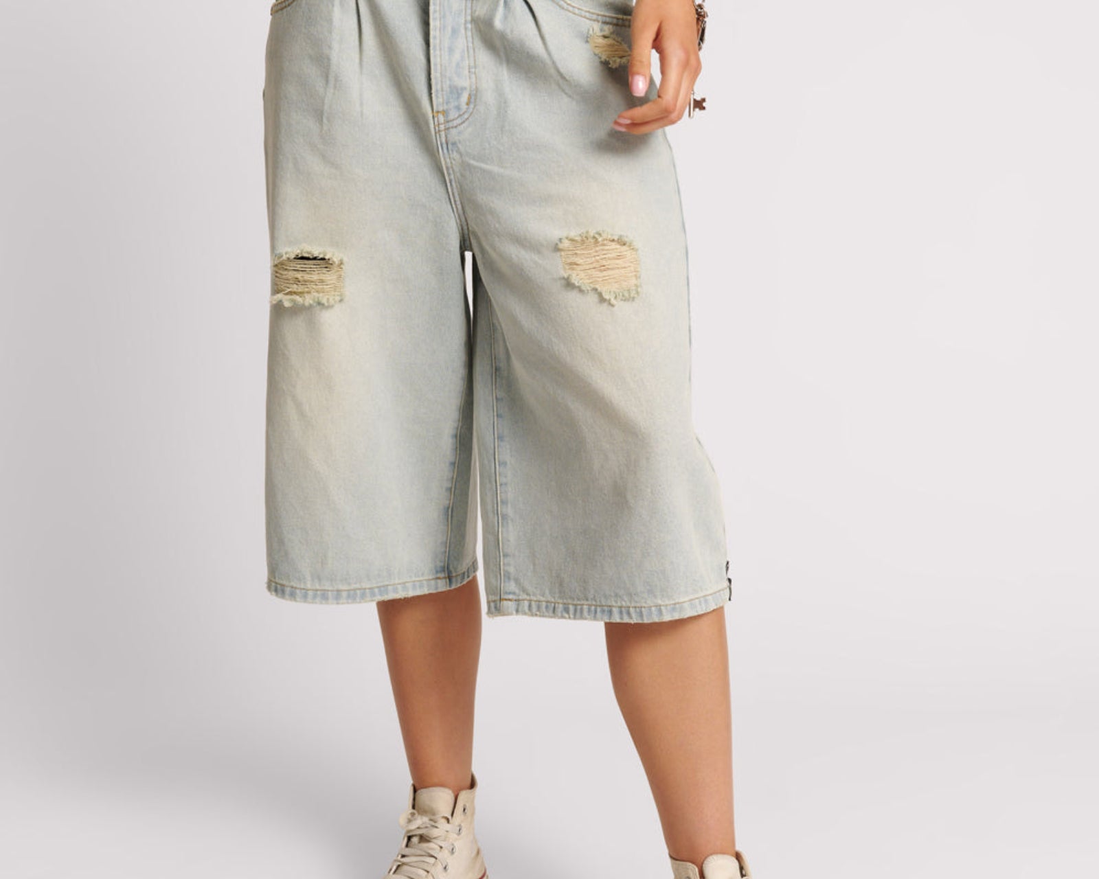 Beasties Low Waist Wide Leg Denim Jorts - Old West