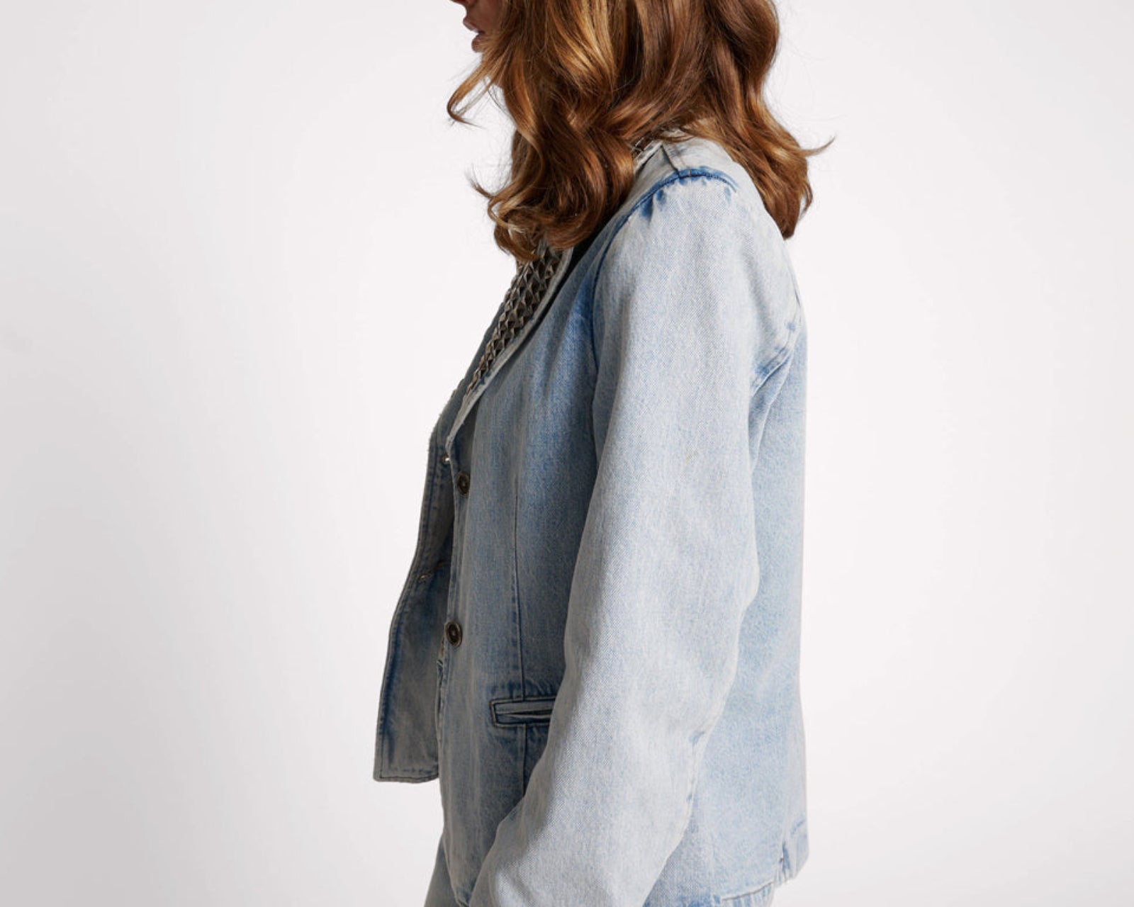 Studded Denim Blazer - Diamonde