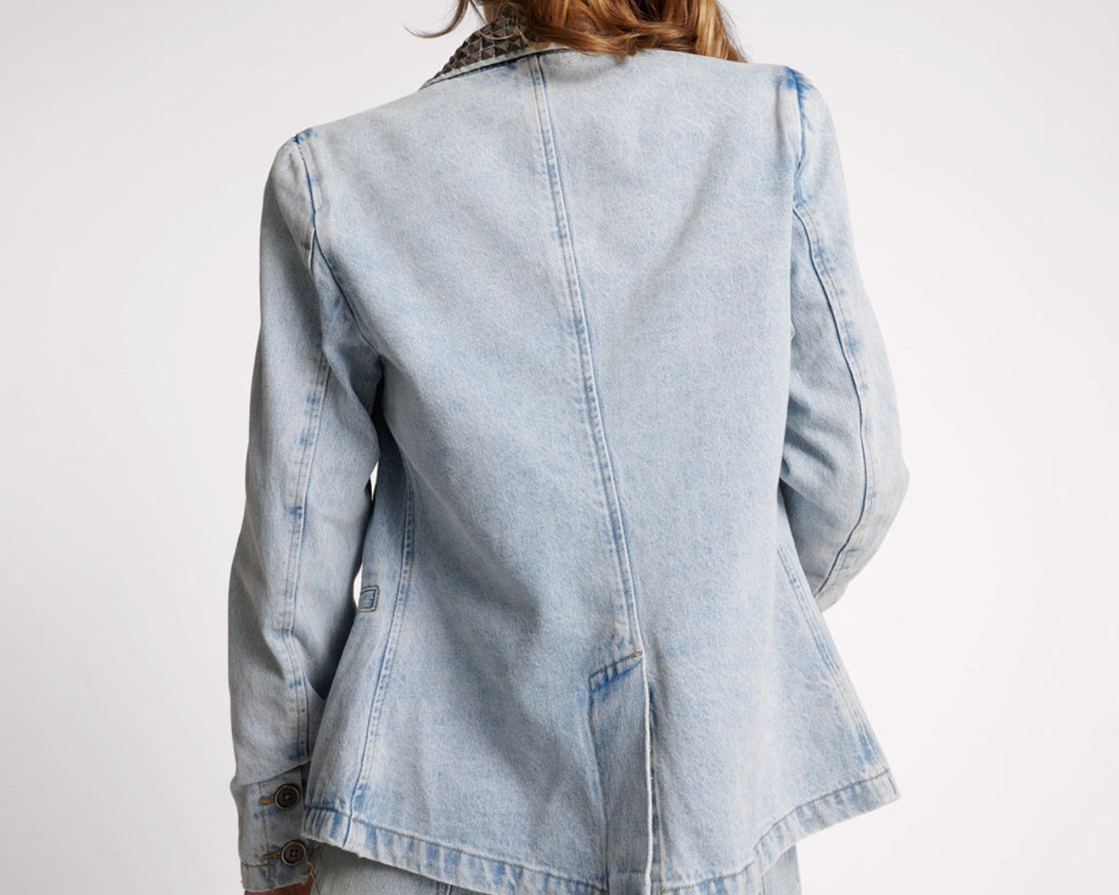 Studded Denim Blazer - Diamonde