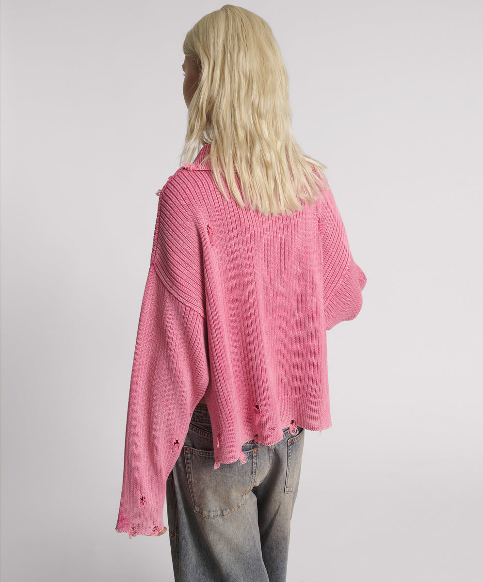 Rib College Pullover Sweater - Pink | One Teaspoon USA