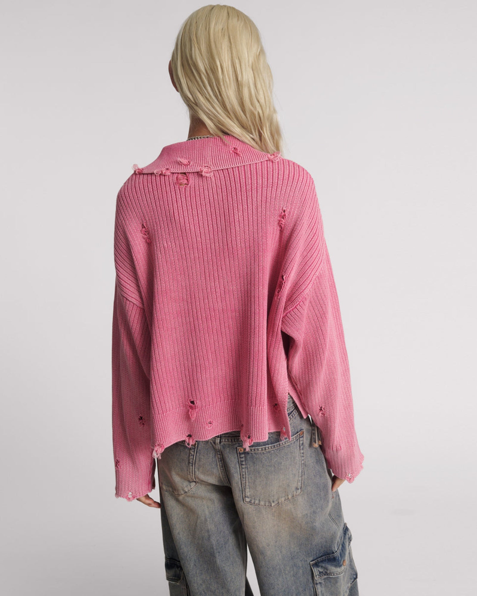 Rib College Pullover Sweater - Pink | One Teaspoon USA