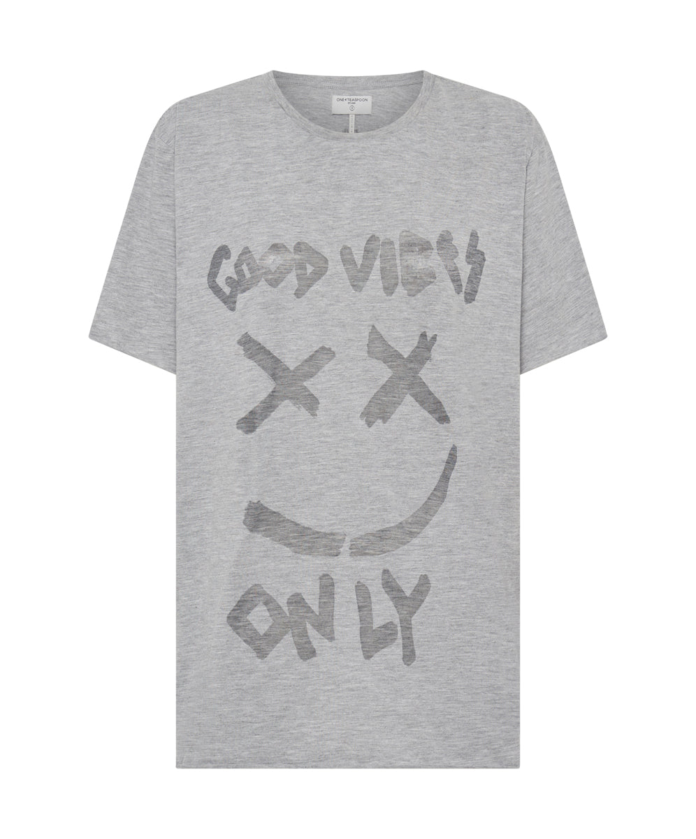 Products Good Vibes Only Oversized Tee - Charcoal