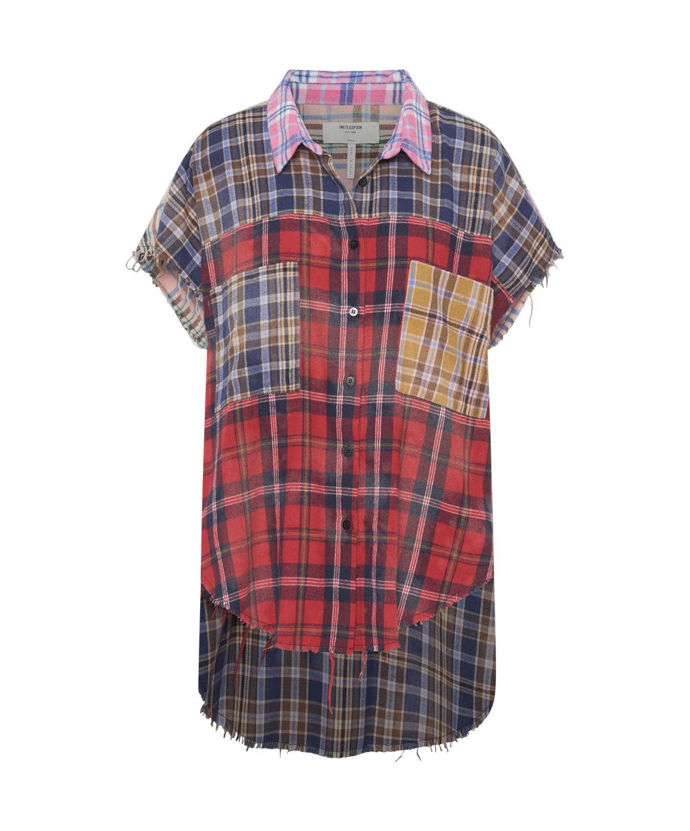 Mixed Flannel Cut Off Daria Shirt - Multi | One Teaspoon USA Mixed Flannel Cut Off Daria Shirt - Multi | One Teaspoon USA