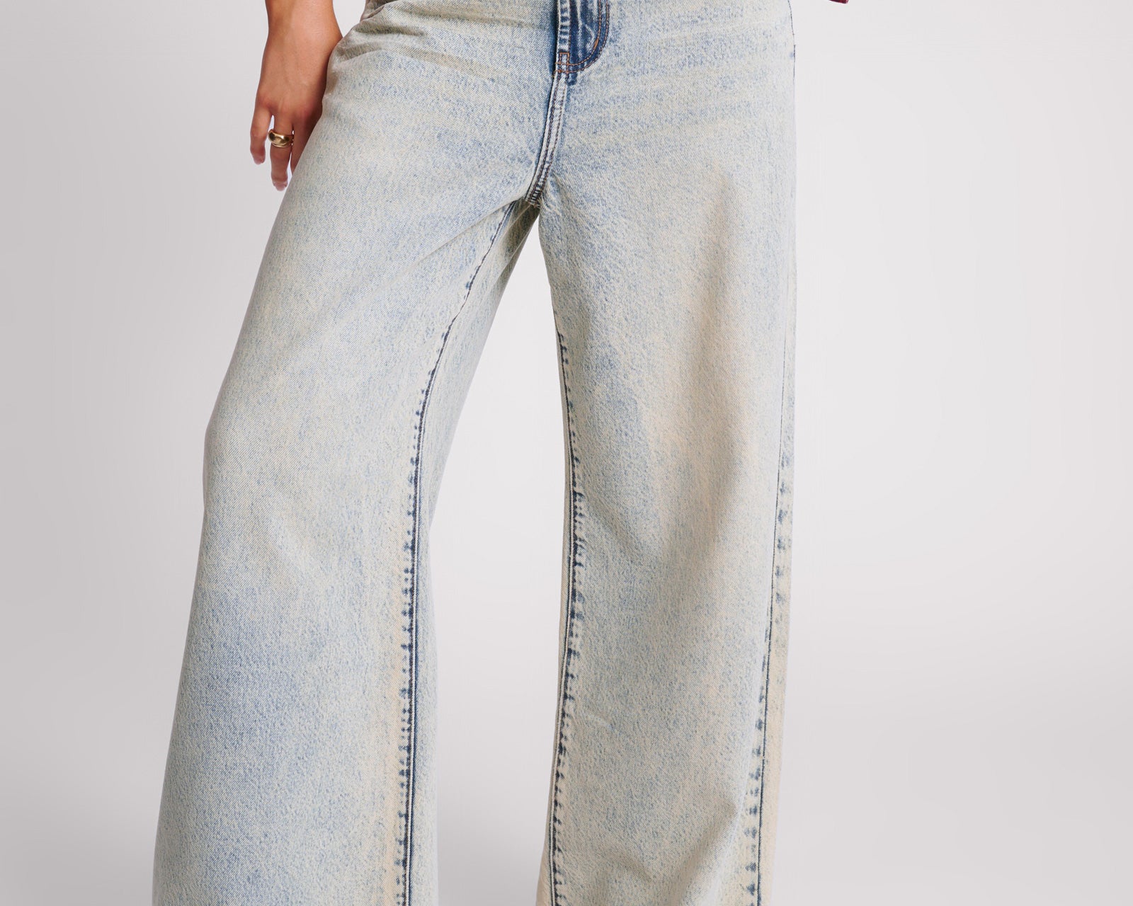 Love Machines Mid Waist Super Wide Leg Denim Jeans - Blue Dust
