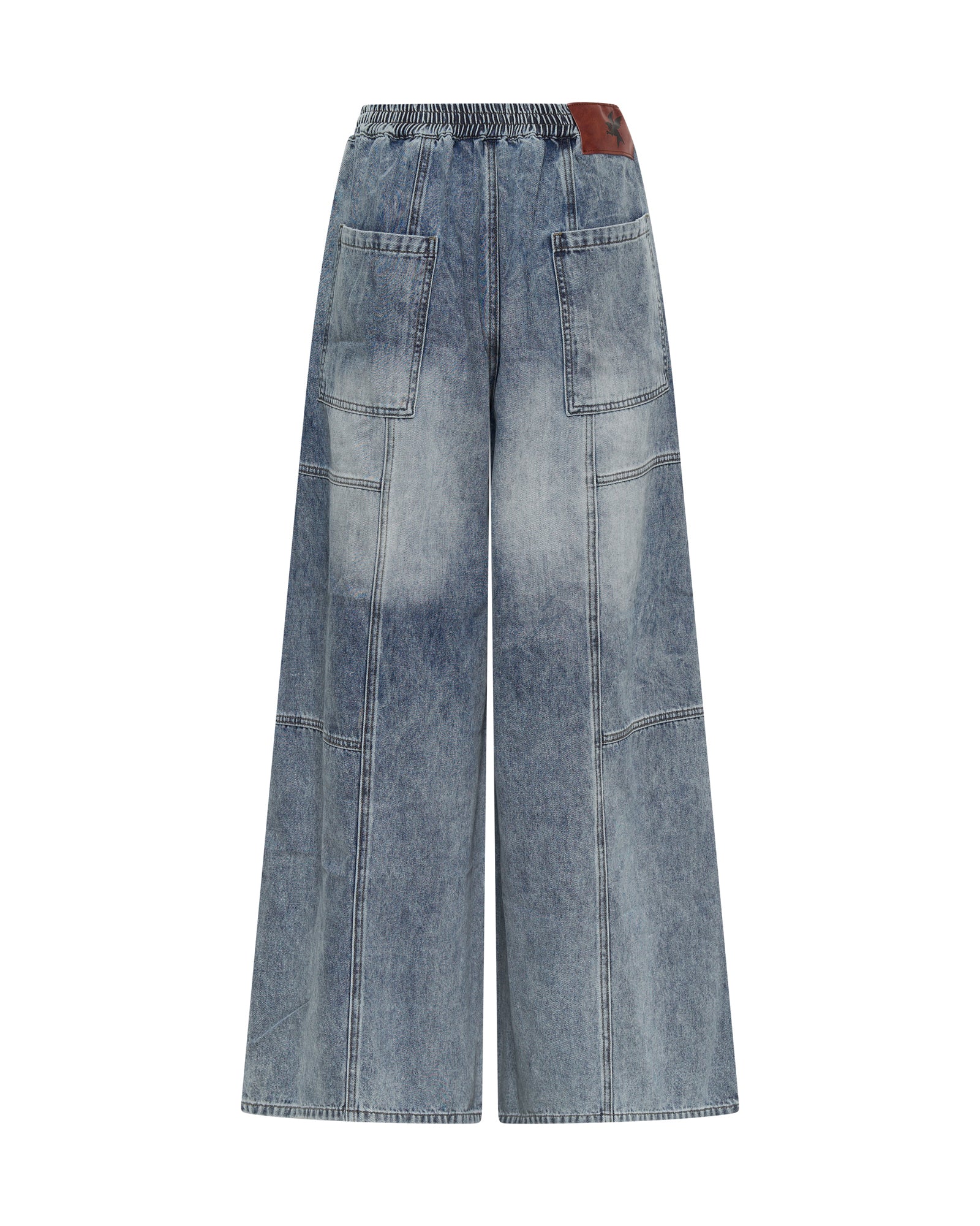 Palazzo Mid Waist Denim Jeans - Blue Blossom | One Teaspoon USA