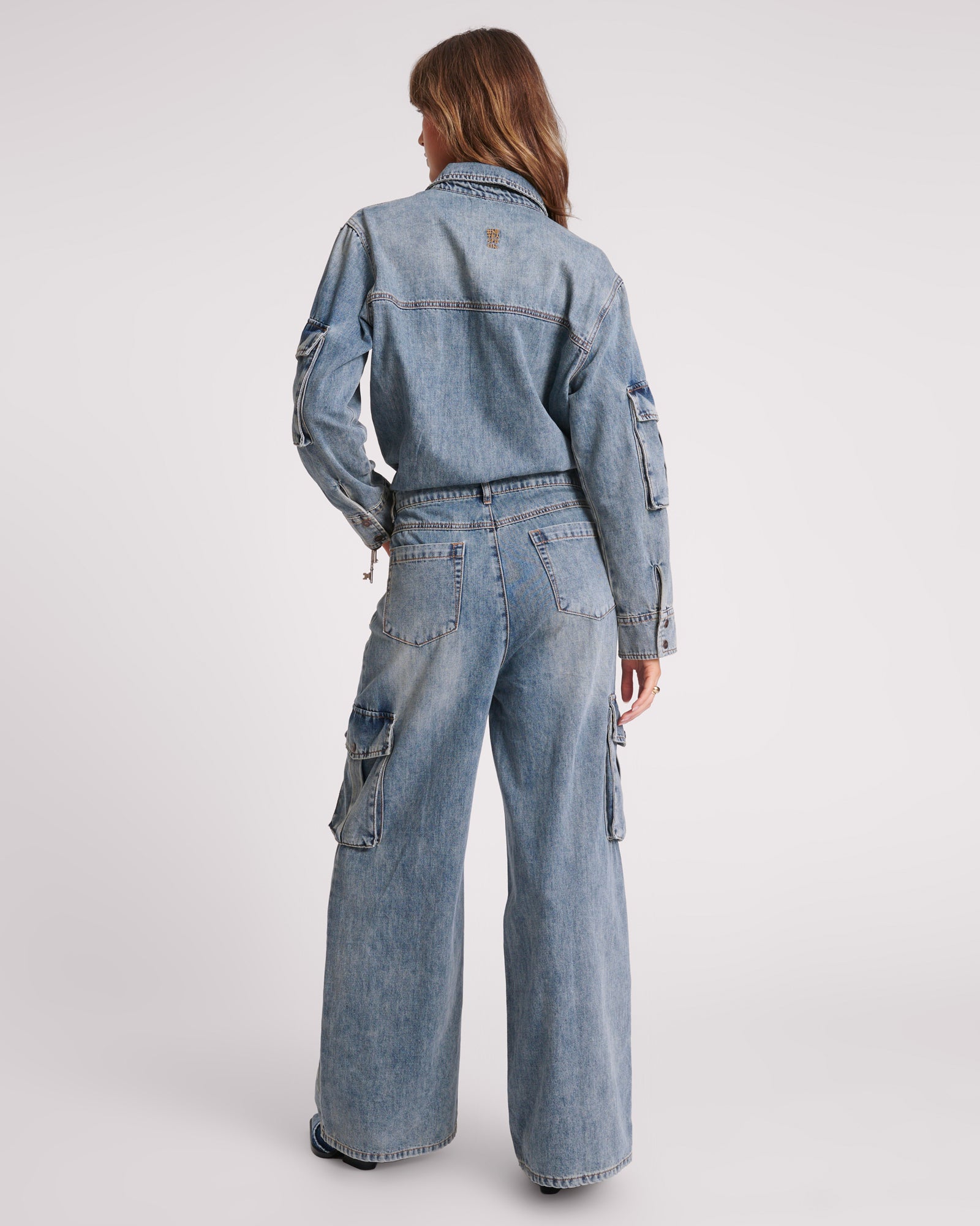 Cargo Trucker Denim Overalls - Blue Blossom | One Teaspoon USA
