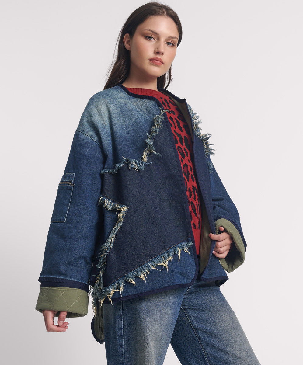 Star Denim Wadded Jacket - Dark Memphis Blue | One Teaspoon USA Star Denim Wadded Jacket - Dark Memphis Blue | One Teaspoon USA