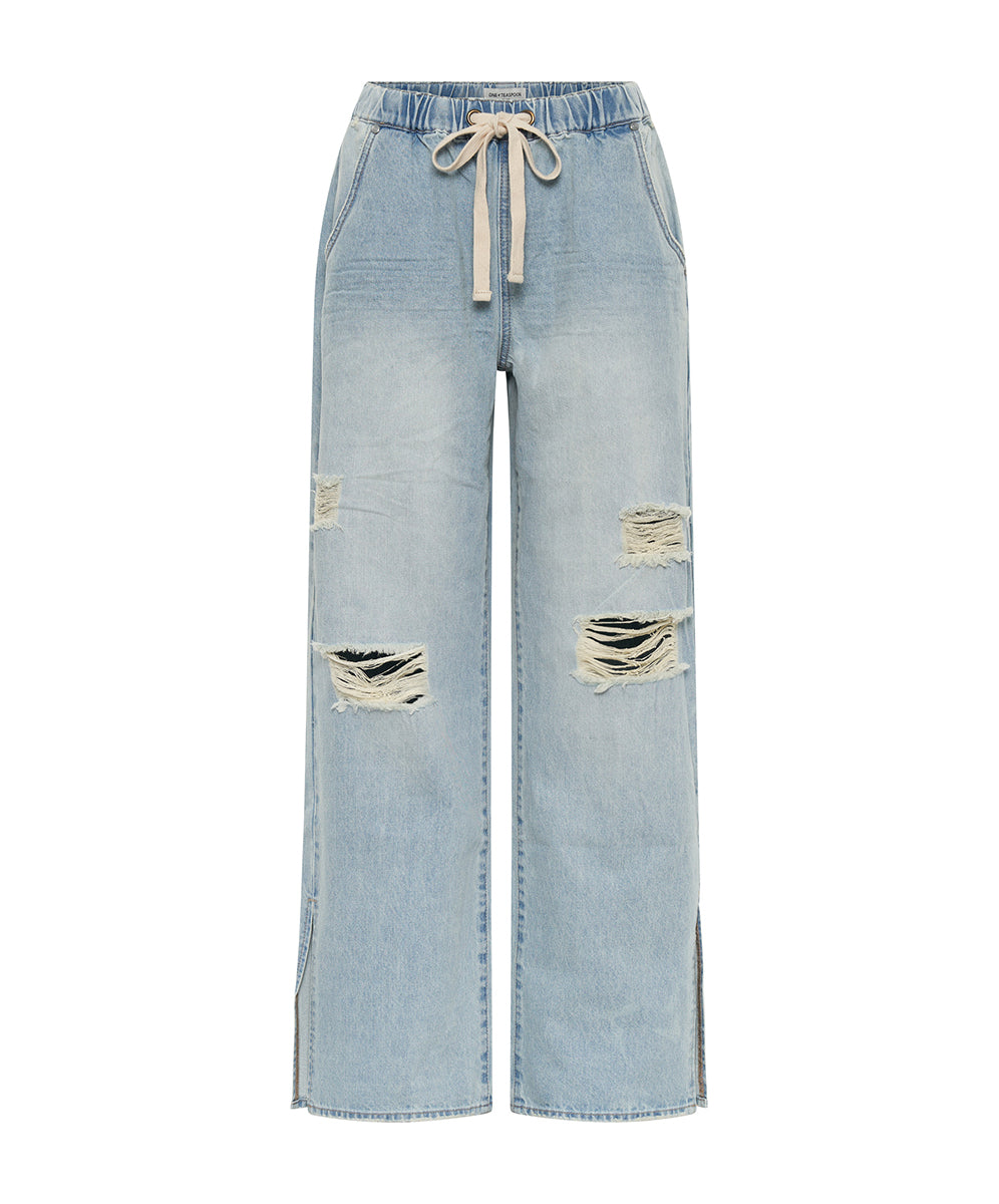 Roadhouse Jeans Roadhouse Wide Leg Drawstring Denim Jeans - Sportster Blue