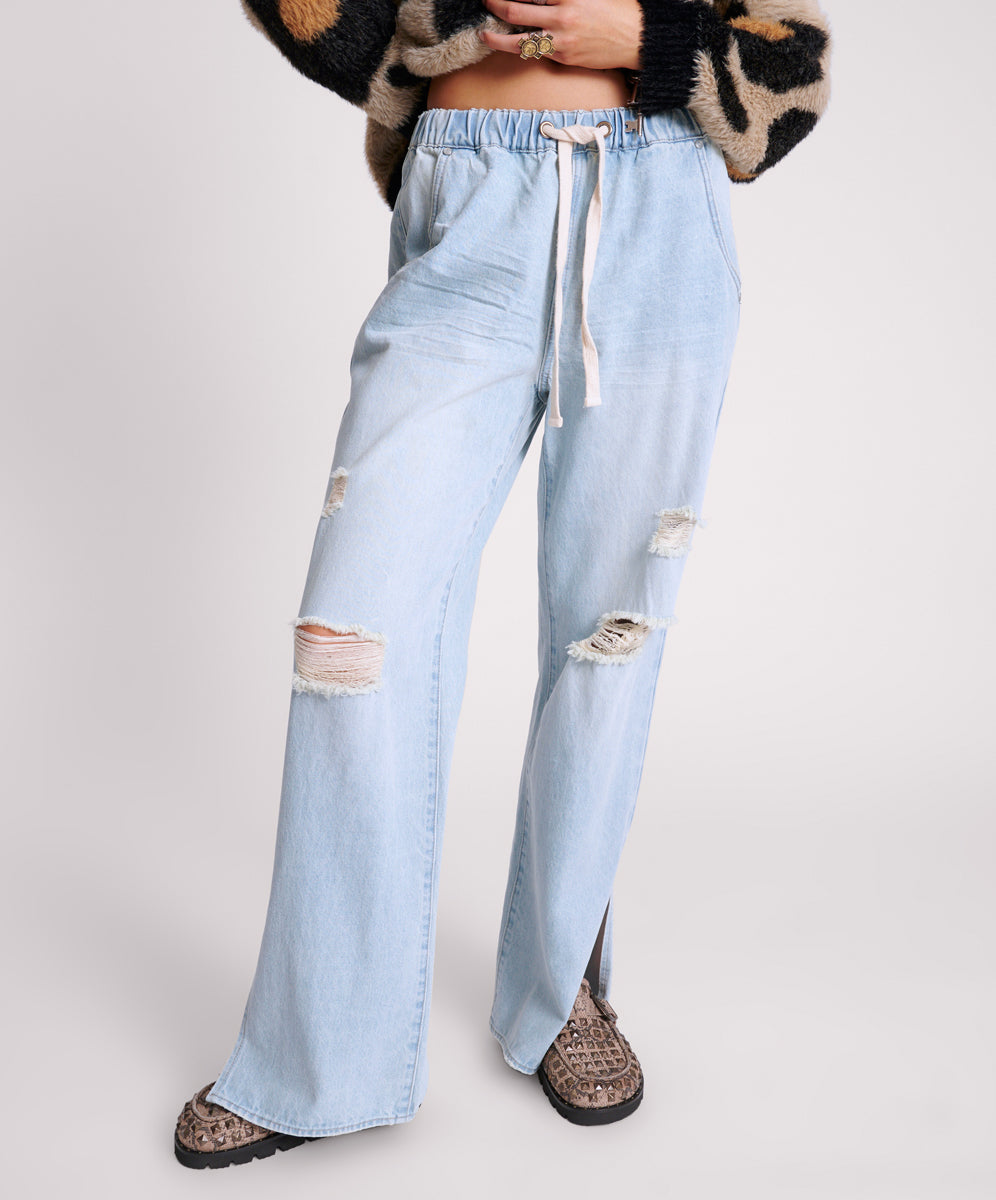 Roadhouse Jeans Roadhouse Wide Leg Drawstring Denim Jeans - Sportster Blue