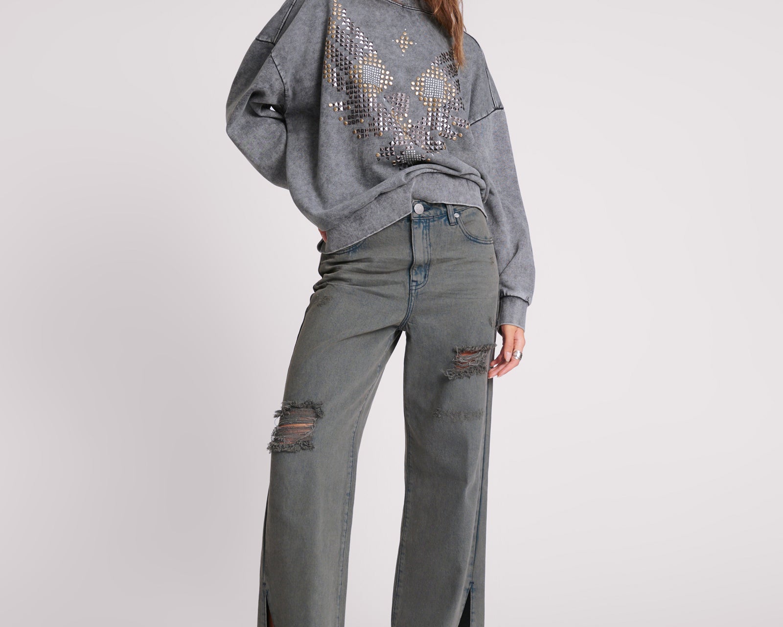 Billie Low Slung Straight Leg Mid Waist Denim Jeans - Storme