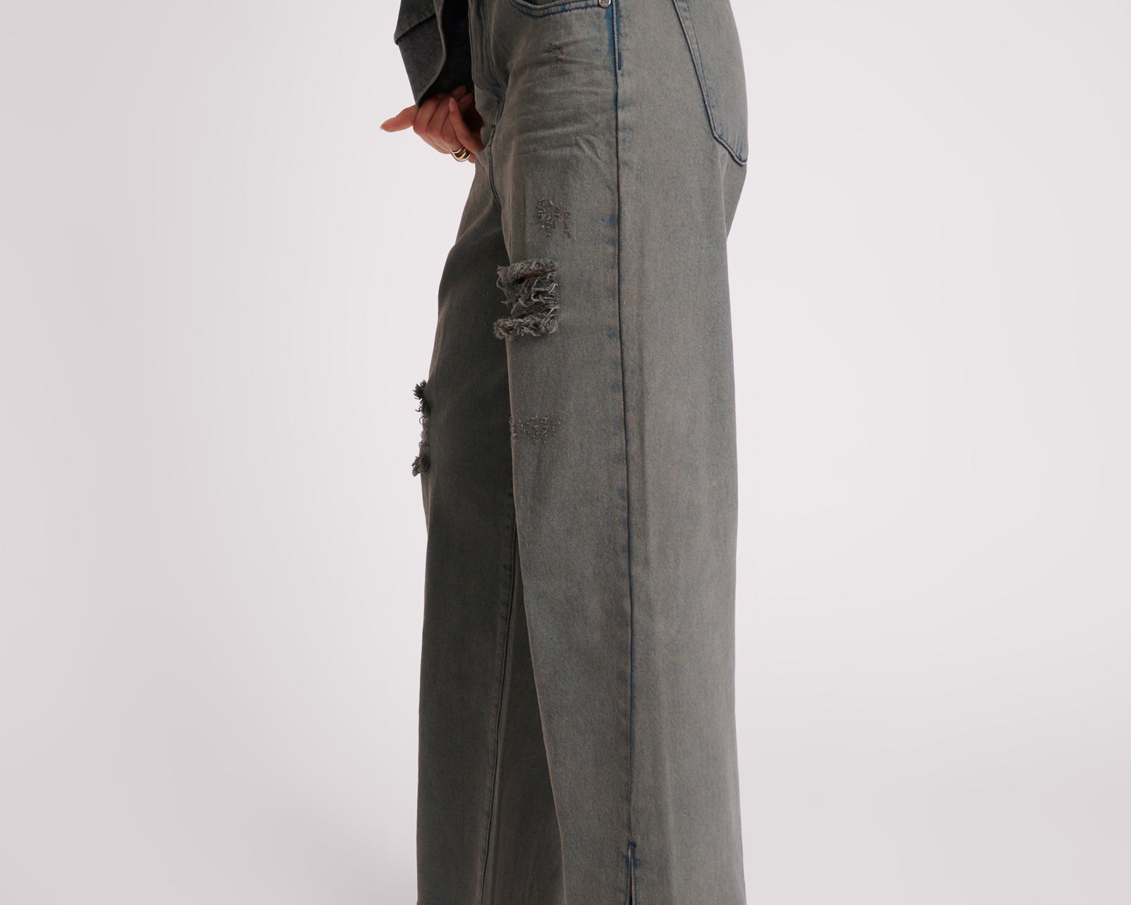 Billie Low Slung Straight Leg Mid Waist Denim Jeans - Storme