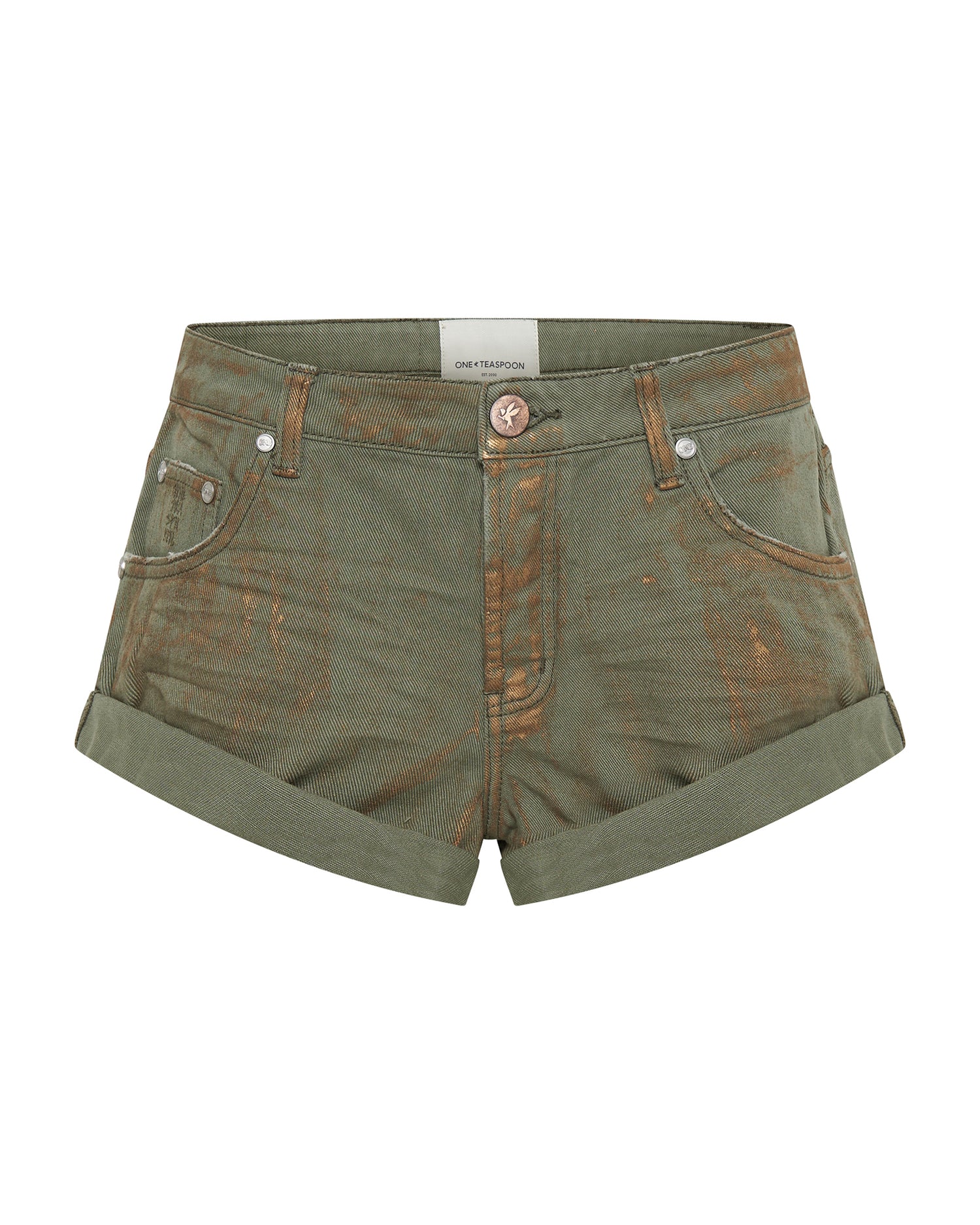 Bandits Low Waist Denim Shorts - Bronze Khaki