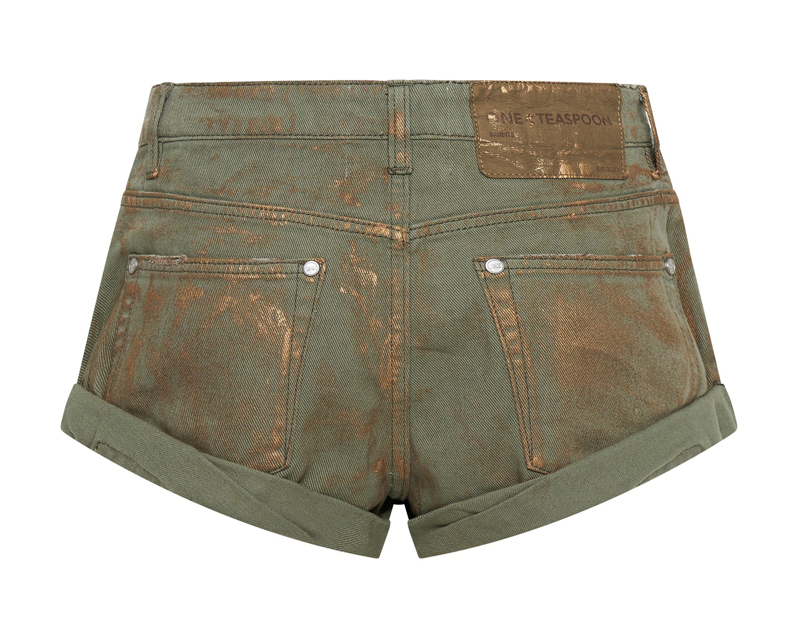 Bandits Low Waist Denim Shorts - Bronze Khaki