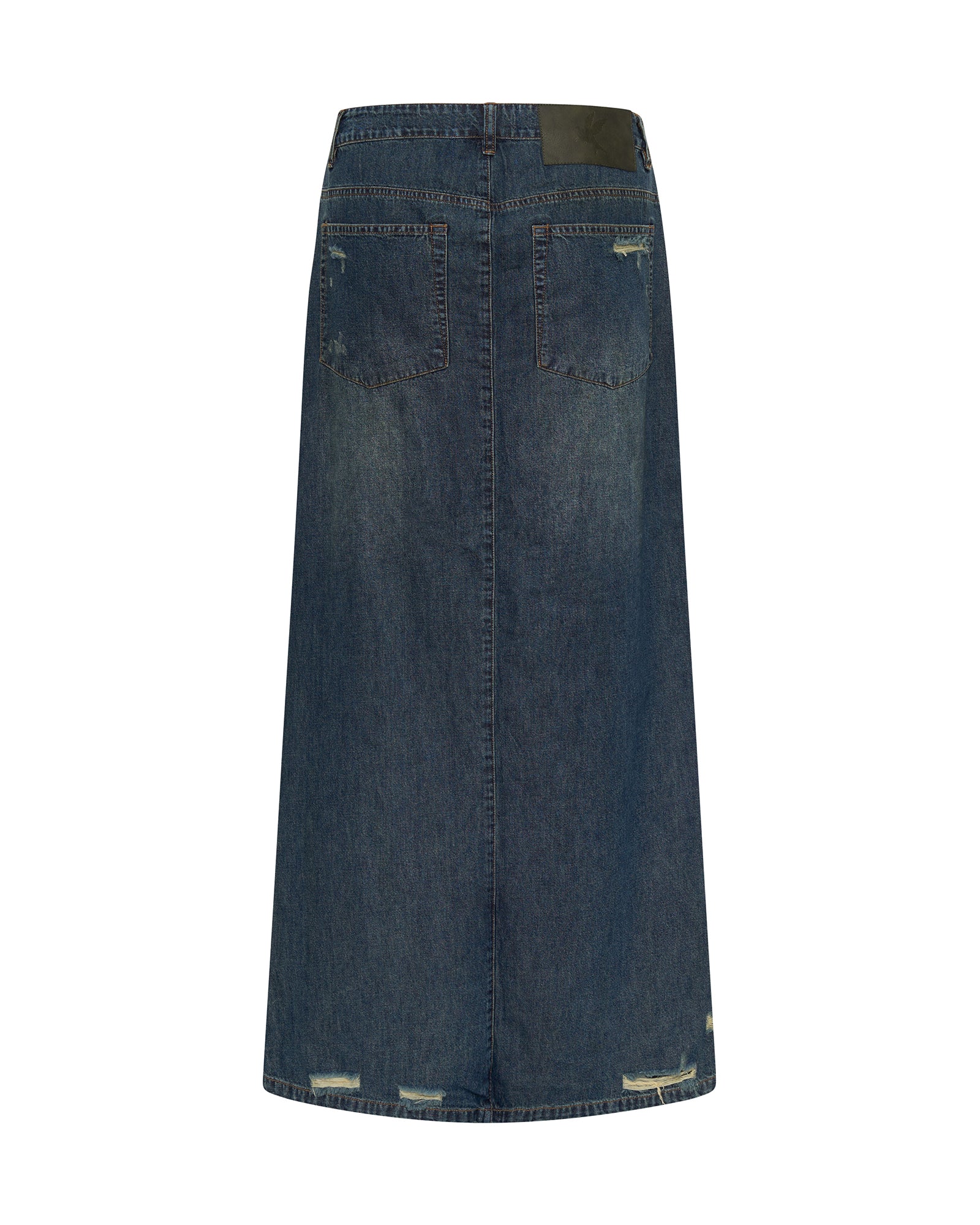 Denim Low Waist Column Skirt - Used Blue | One Teaspoon USA