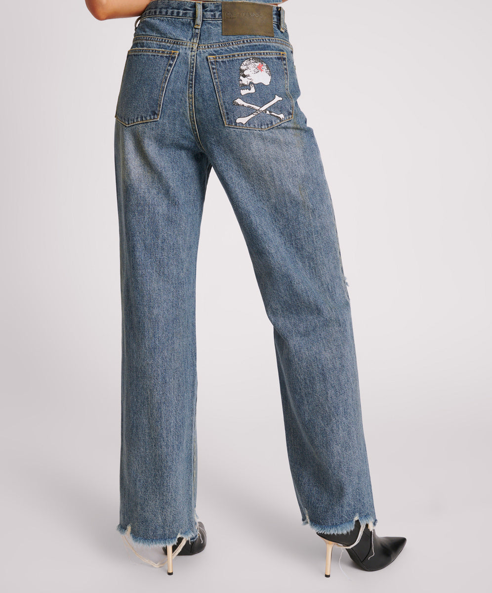 【One Teaspoon】Billie ミッドウエスト・ストレートデニム Women's Billie Low Slung Straight Leg Mid Waist Denim Jeans