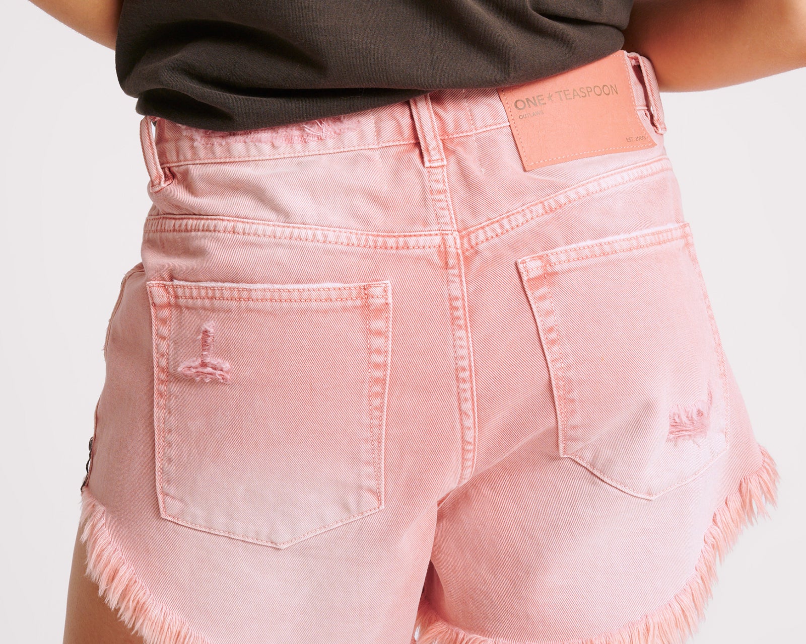 Outlaws Low Waist Mid Length Denim Shorts - Vintage Red