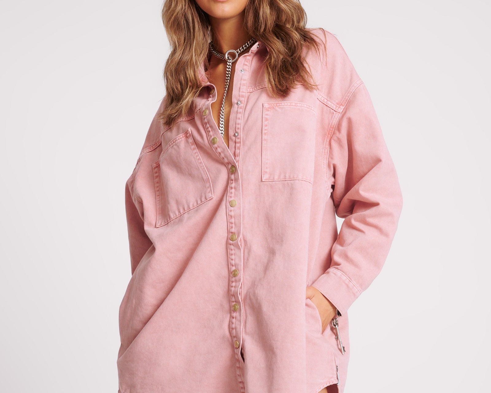 Denim Daria Dress - Vintage Red