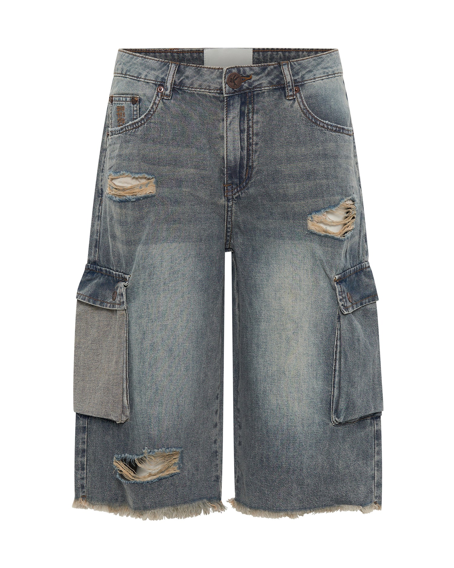The Great Adventure Skater Girl Low Waist Super Long Leg Shorts - Dirty Blue