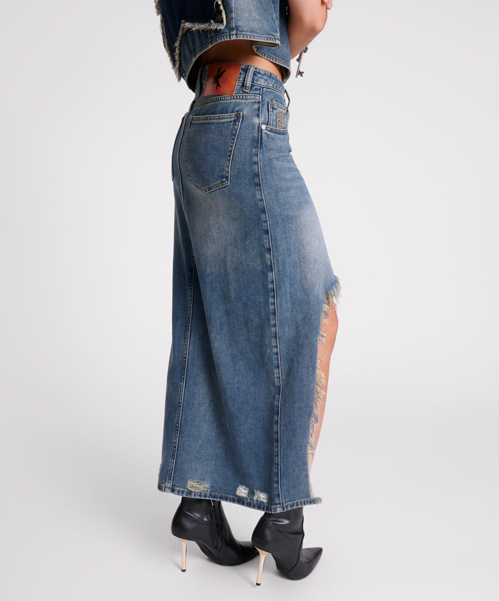 The Great Adventure Memphis High Waist Shredded Maxi Skirt - Memphis