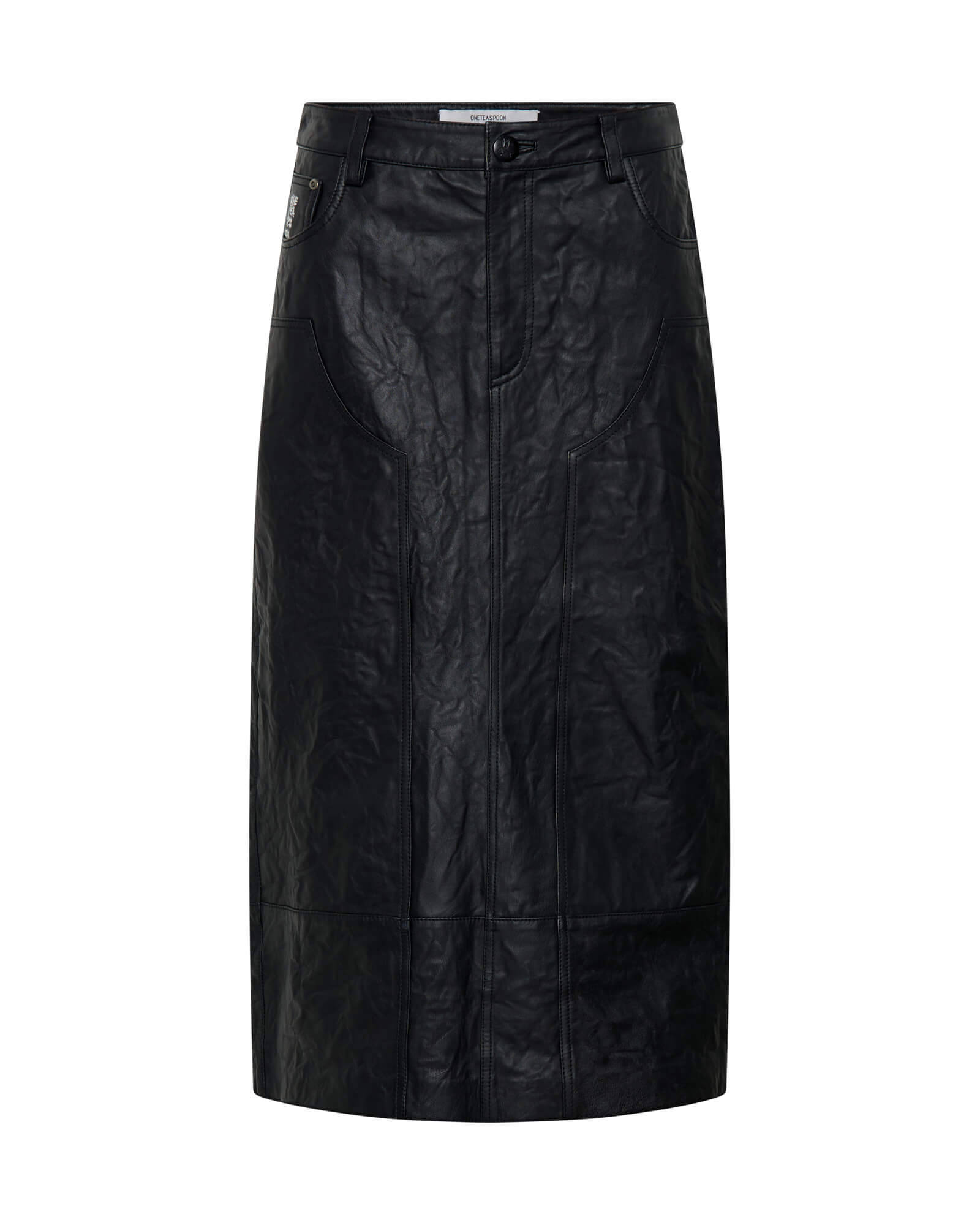 Cassidy Leather Column Midi Skirt - Black | One Teaspoon USA