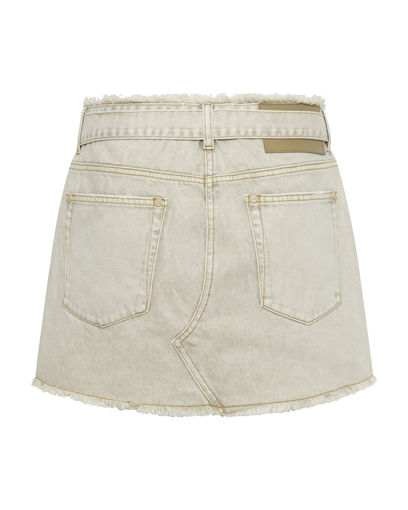 Max Belted Low Waist Denim Mini Skirt - Antique Khaki | One