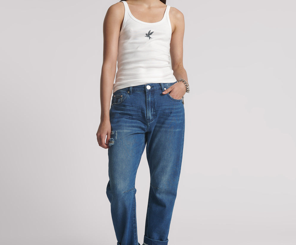 One Teaspoon Fine Ribbed Singlet - White