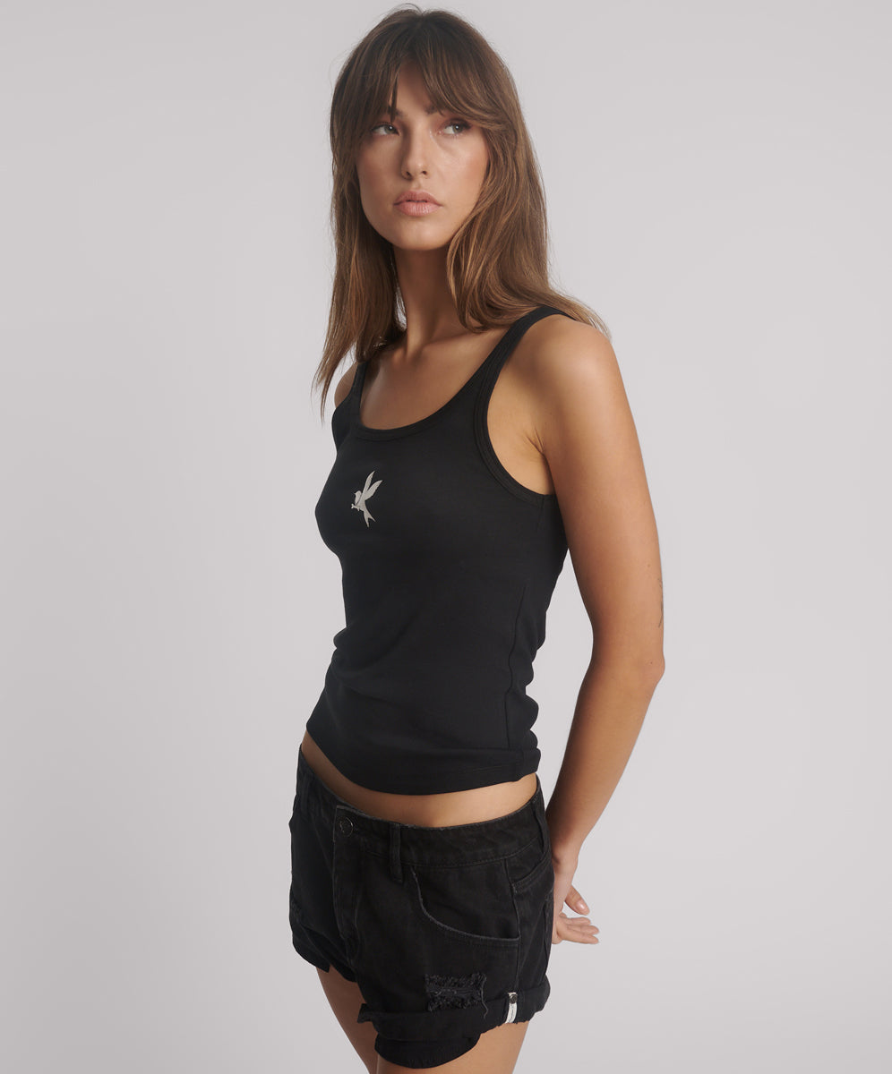 One Teaspoon Fine Ribbed Singlet - Black | One Teaspoon USA