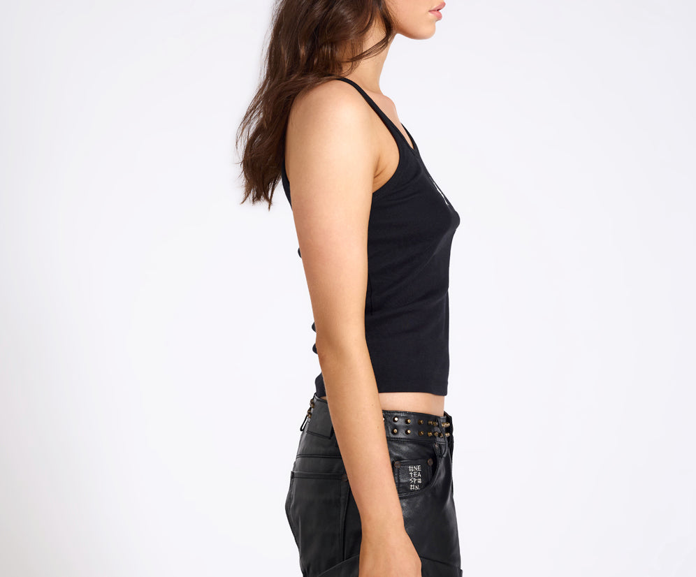 One Teaspoon Fine Ribbed Singlet - Black