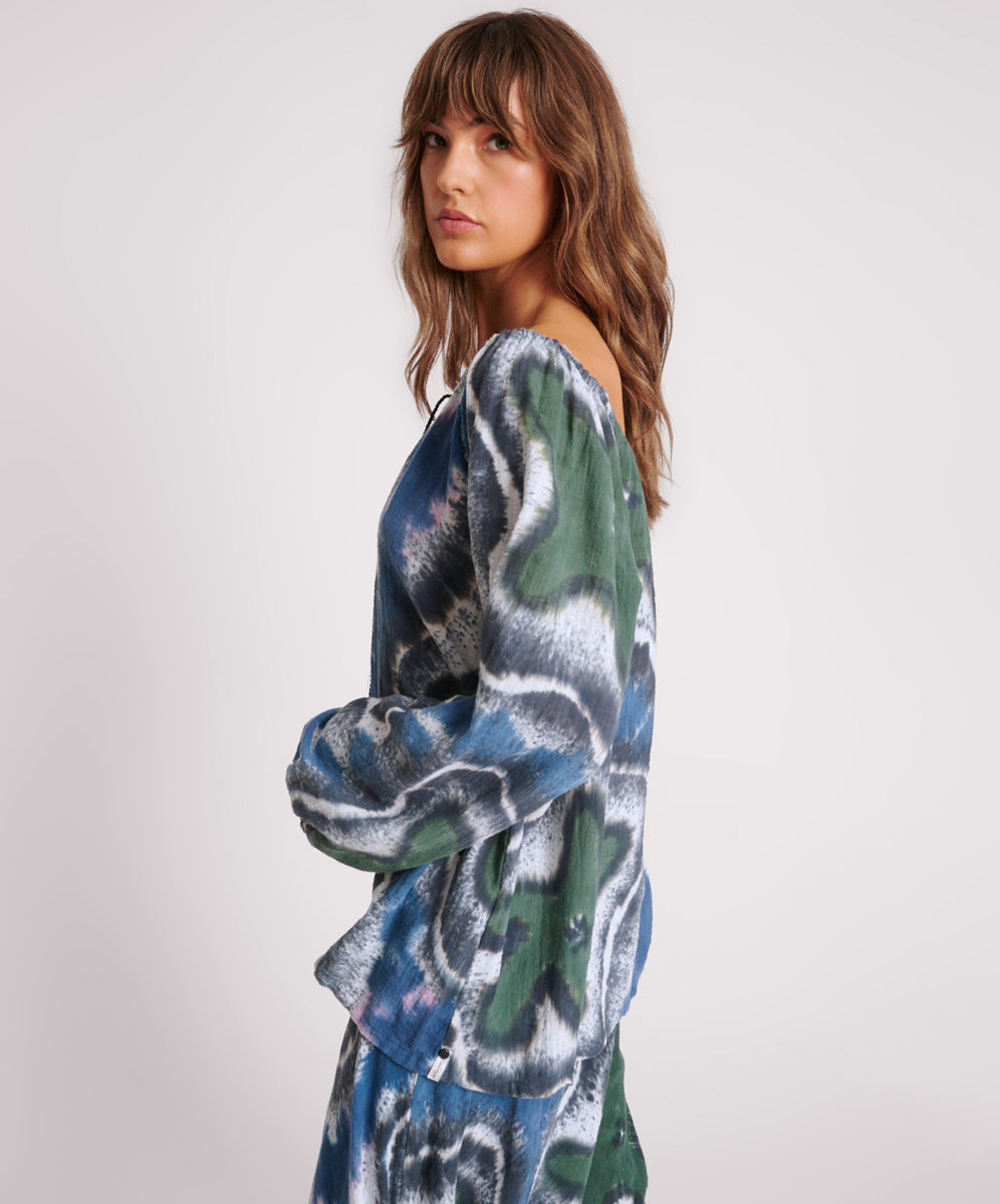 Products HAND PAINTED FLORAL MUSLIN MINOAN TOP