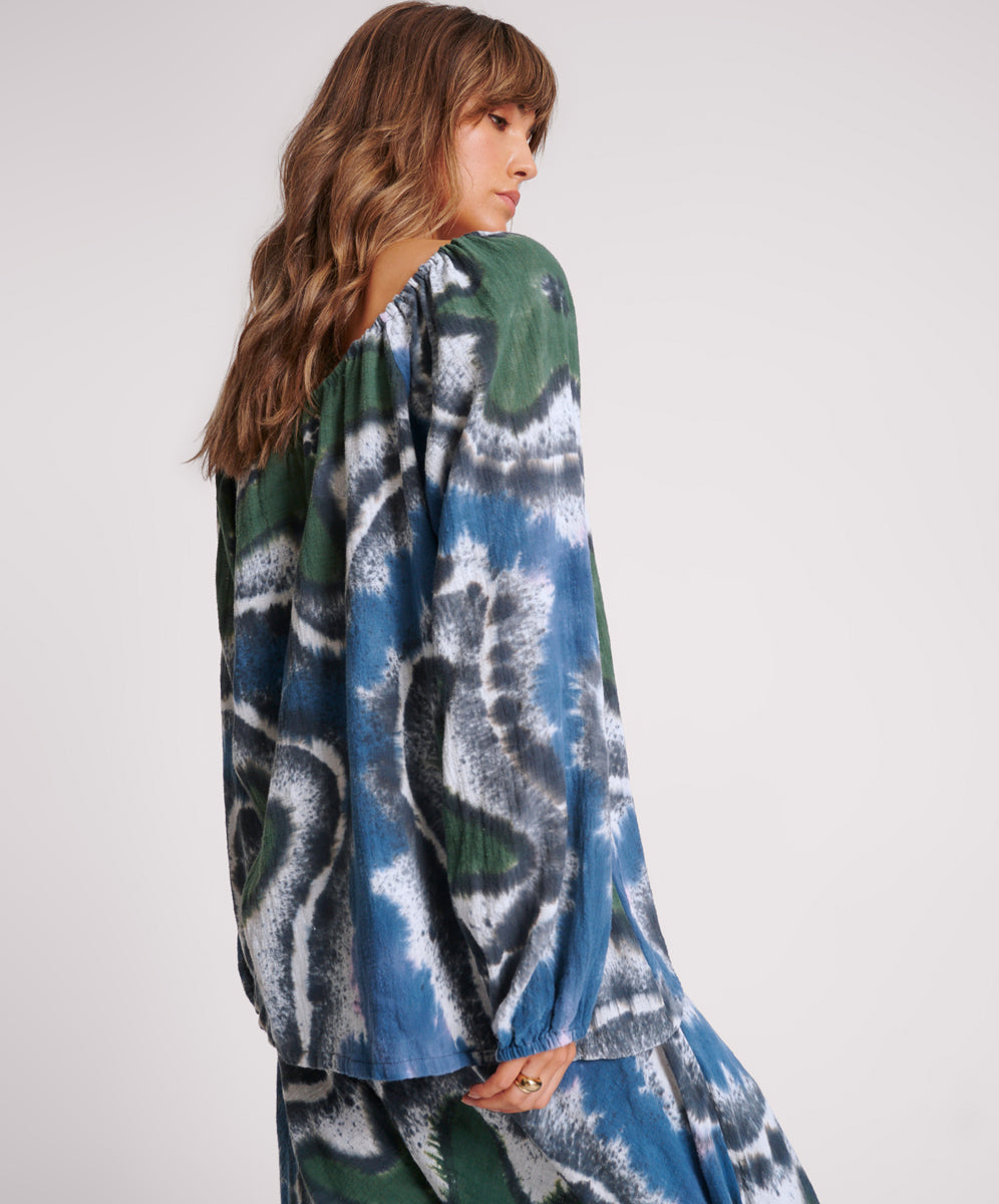 Products HAND PAINTED FLORAL MUSLIN MINOAN TOP