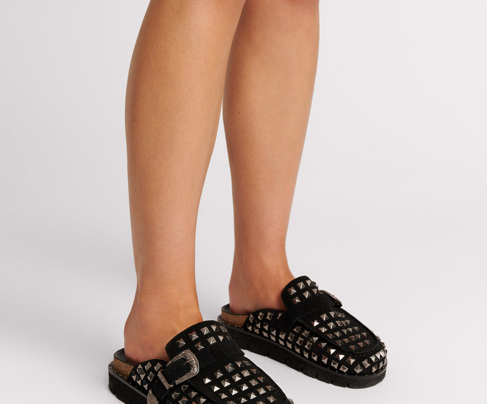 Studded Phoenix Slides - Black