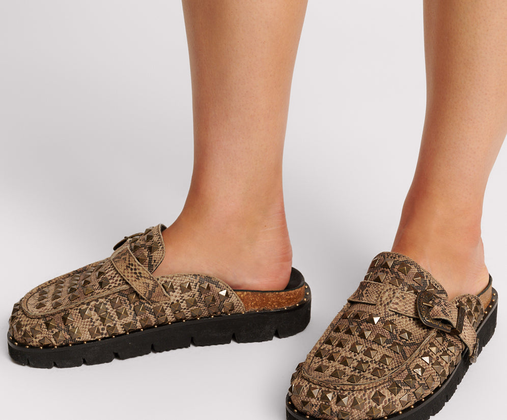 Studded Phoenix Slides - Snake