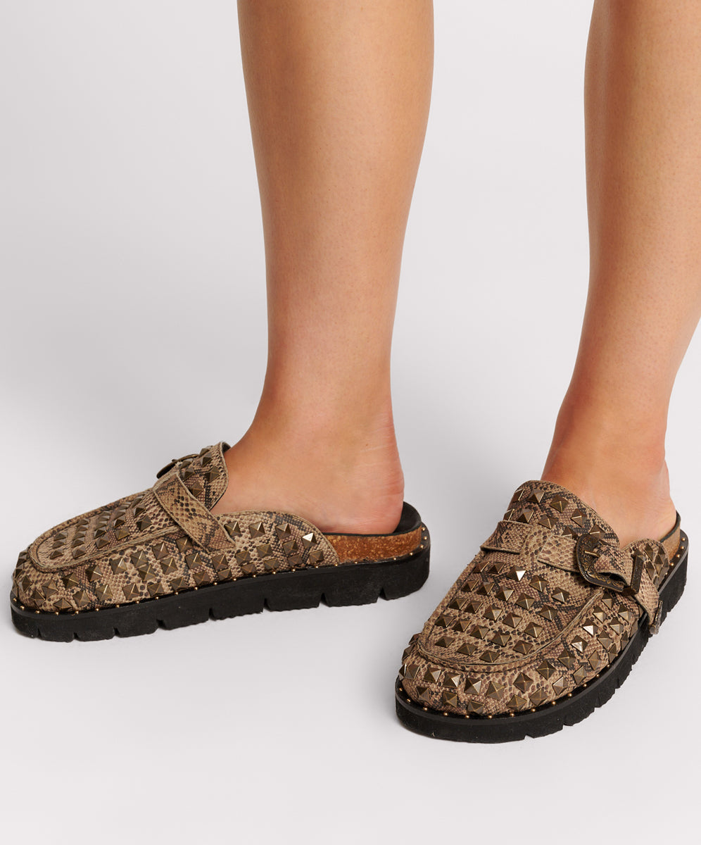 Studded Phoenix Slides - Snake