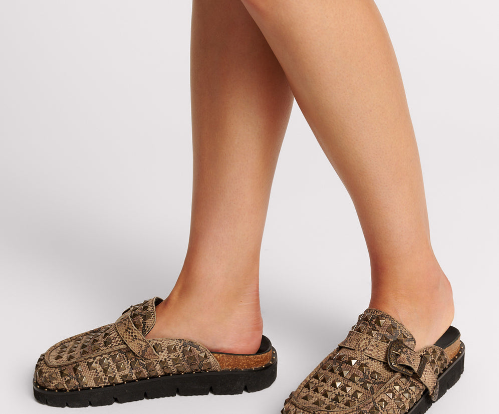 Studded Phoenix Slides - Snake