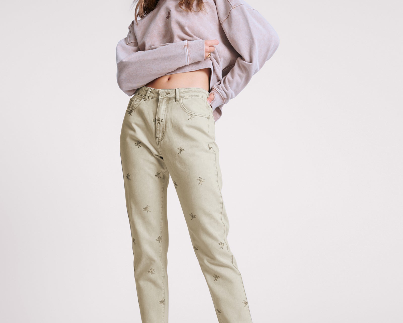 Legends High Waist Mom Fit Denim Jeans - Antique Khaki