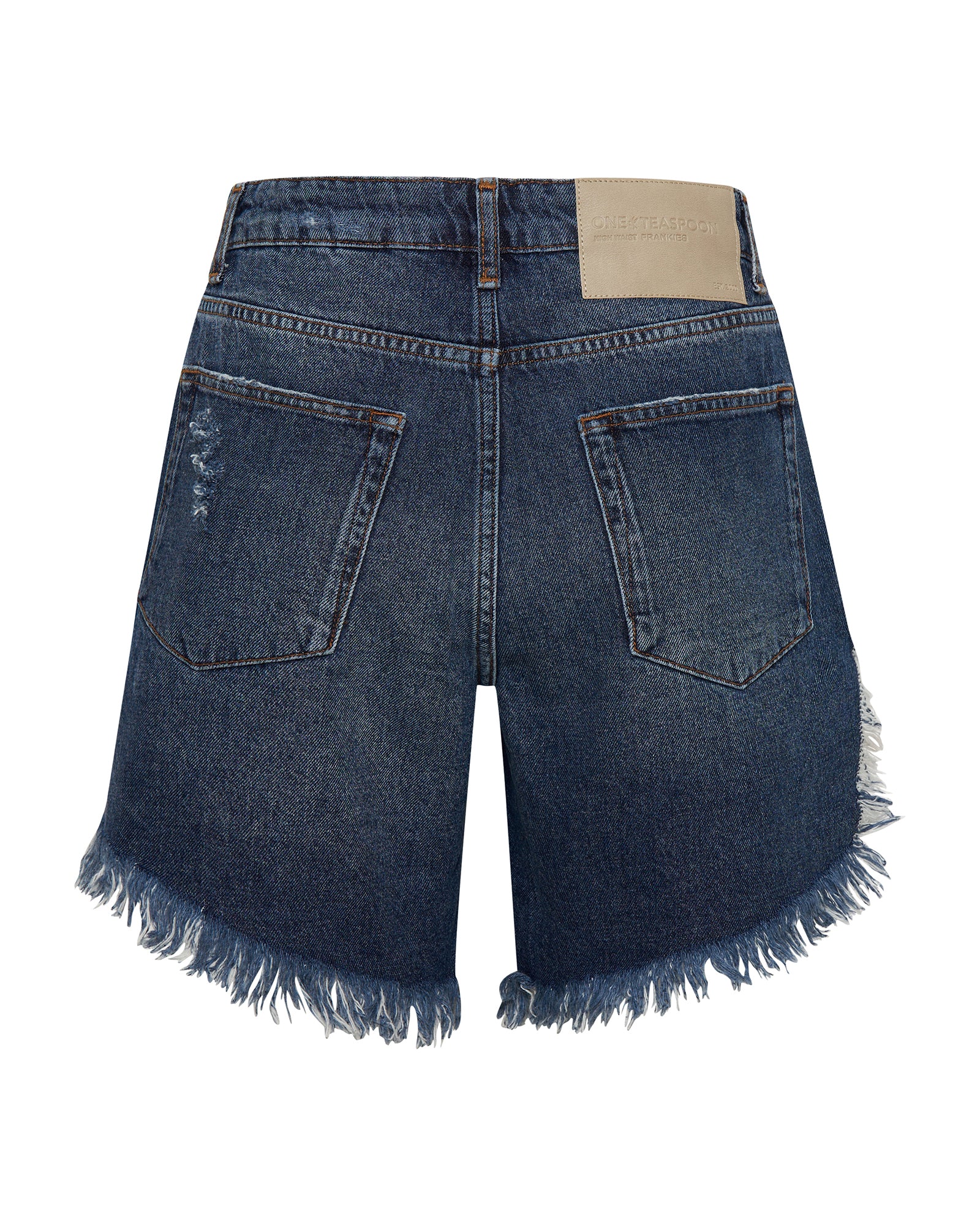 Frankies High Waist Long Length Denim Shorts - Blue Thunder