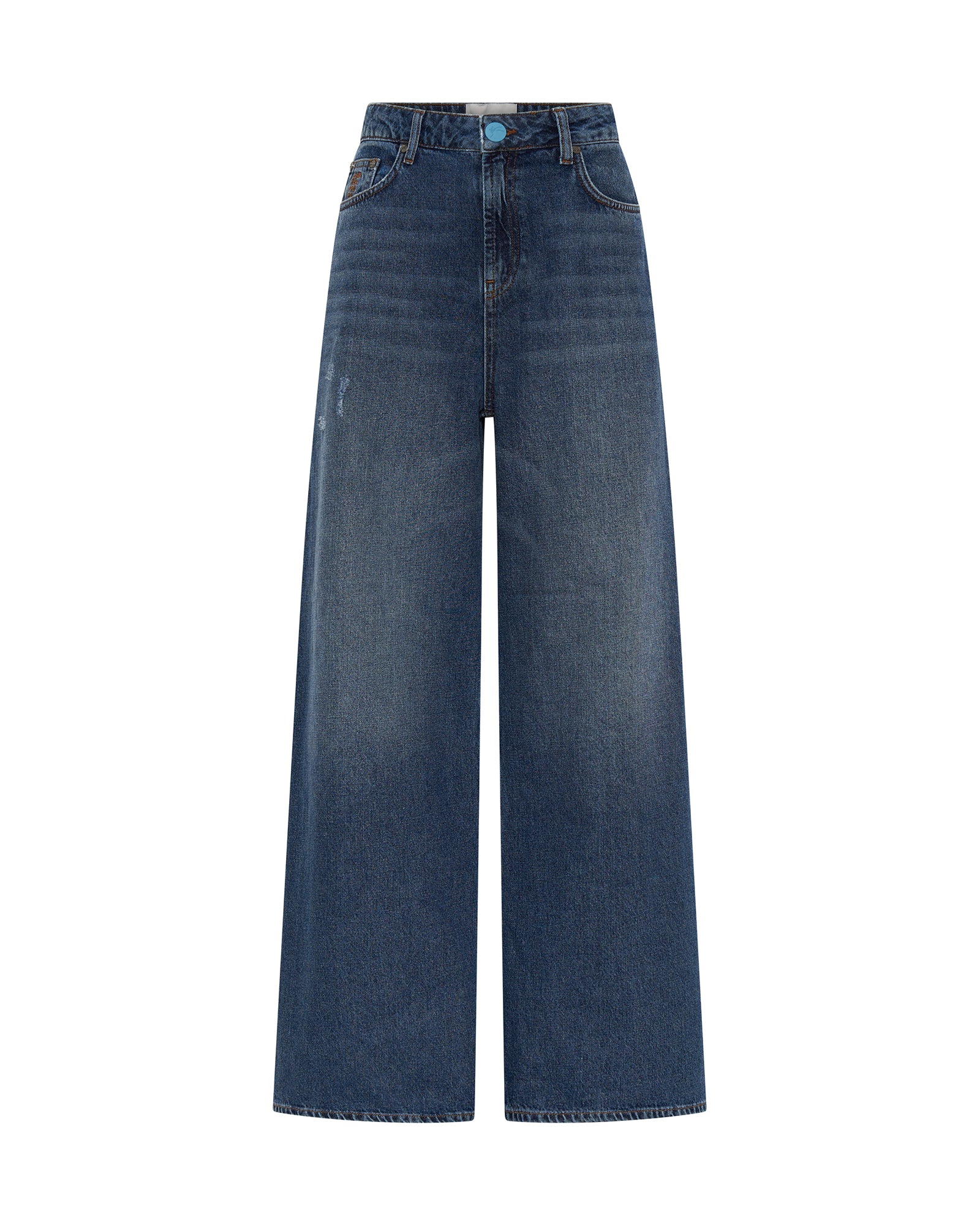 Love Machines Mid Waist Super Wide Leg Denim Jeans - Blue