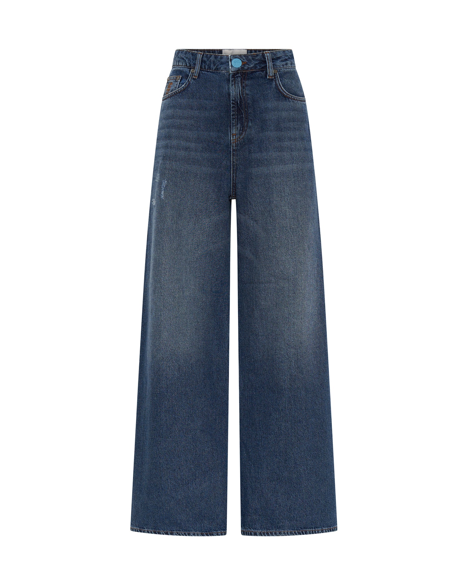 Love Machines Mid Waist Super Wide Leg Denim Jeans - Blue Thunder