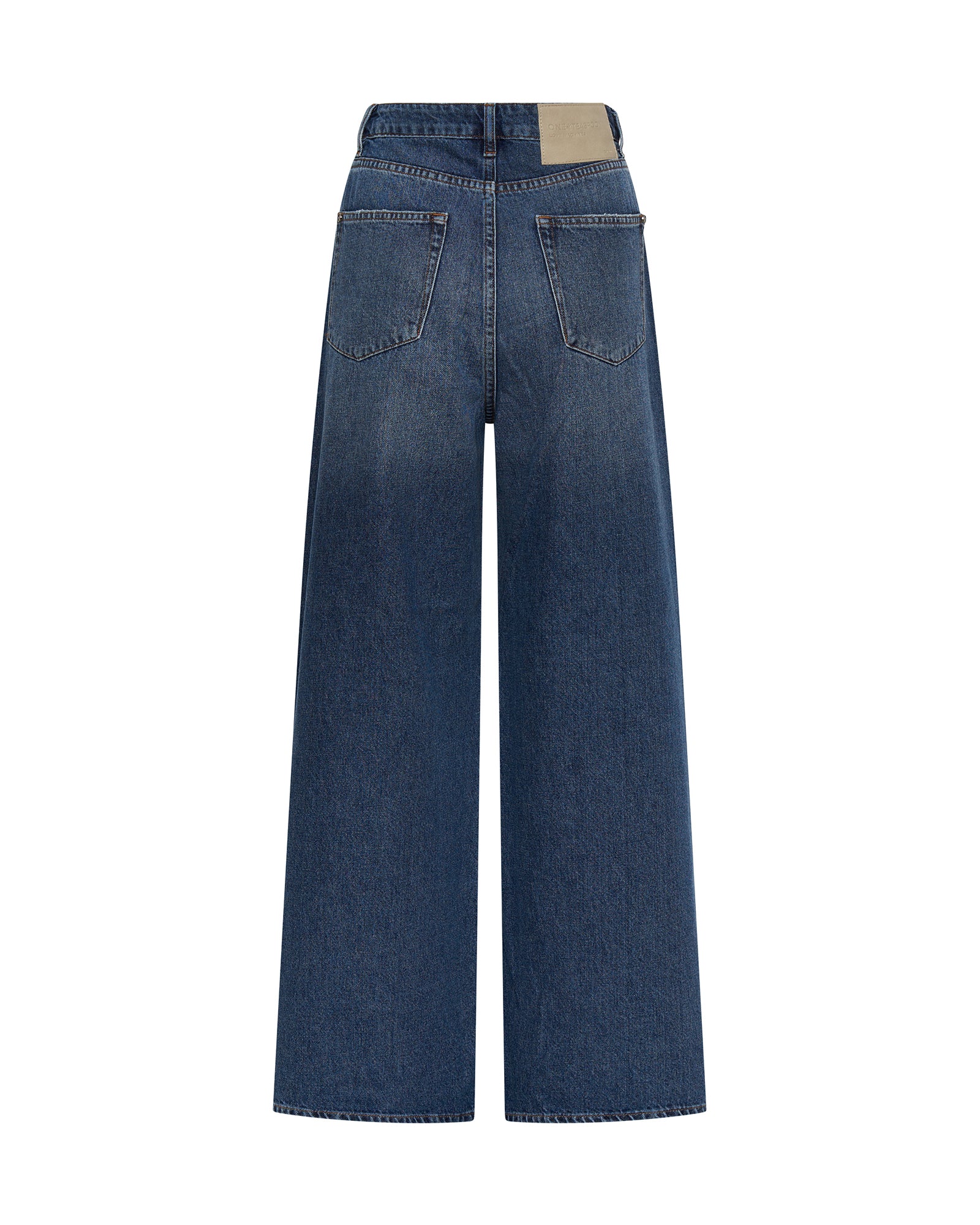 Love Machines Mid Waist Super Wide Leg Denim Jeans - Blue