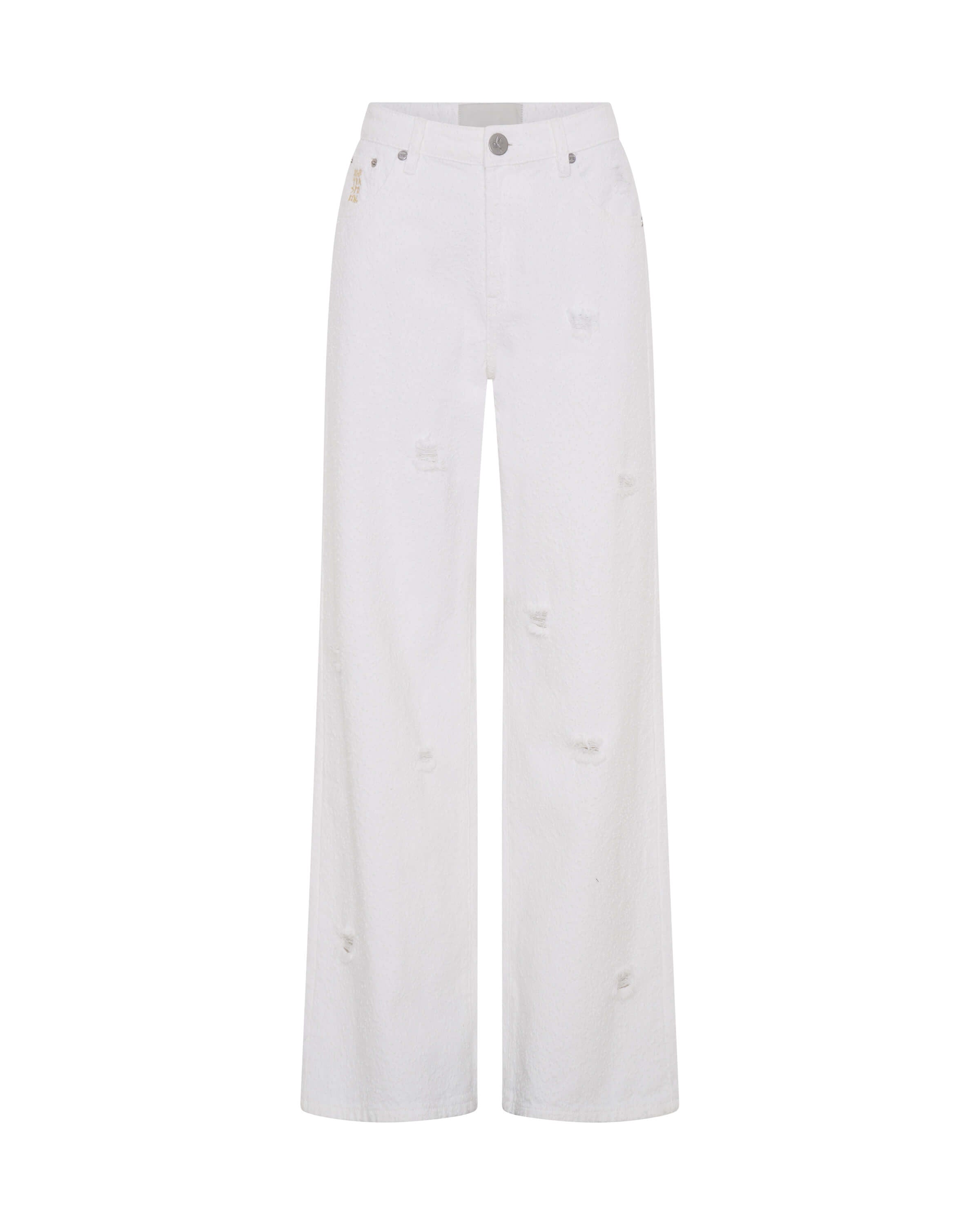 Jackson Mid Waist Wide Leg Denim Jeans - Textured White | One