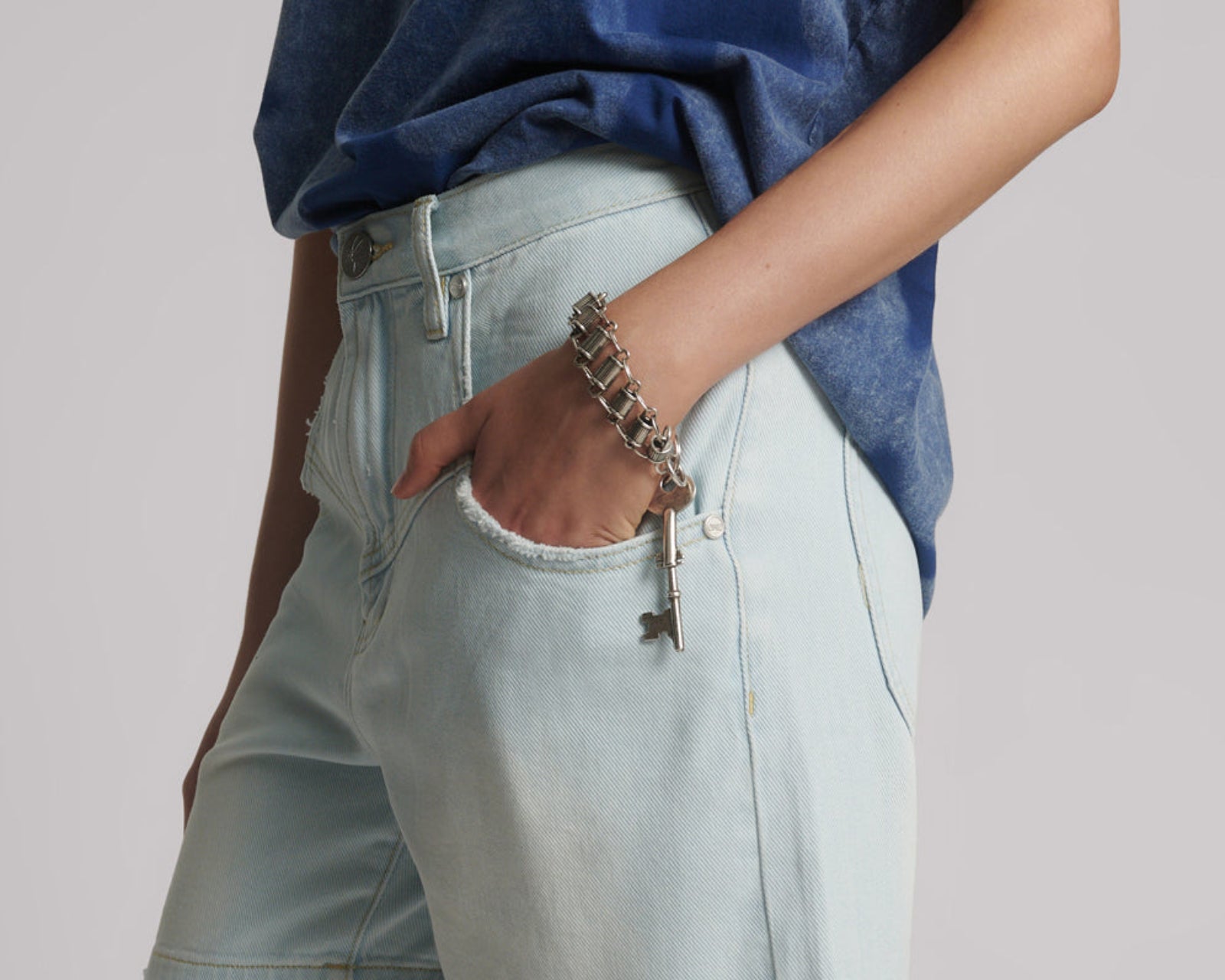 Kinks Mid Waist Long Length Denim Shorts - Le Surf