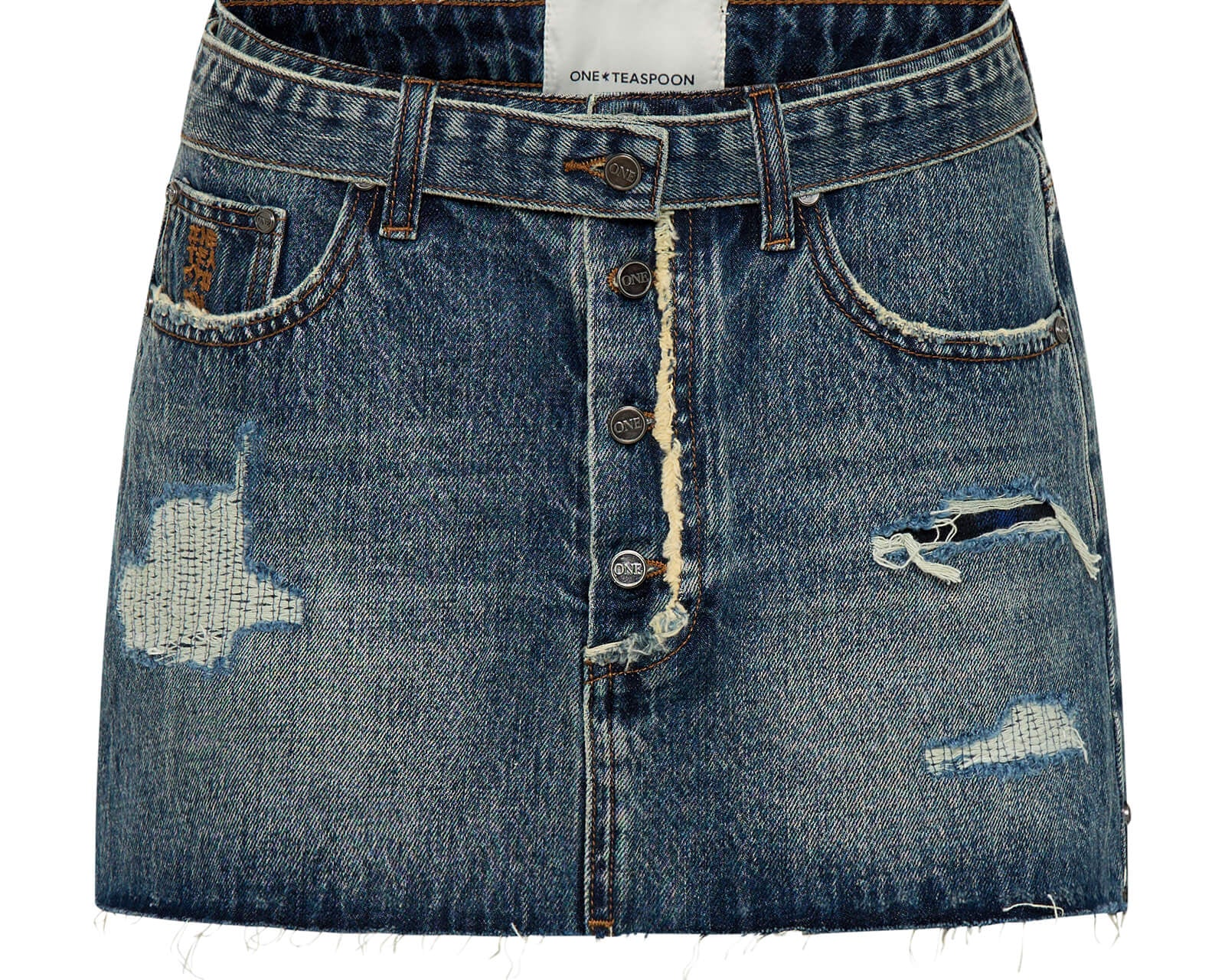 Belted Low Waist Denim Mini Skirt - Boys Club Blue