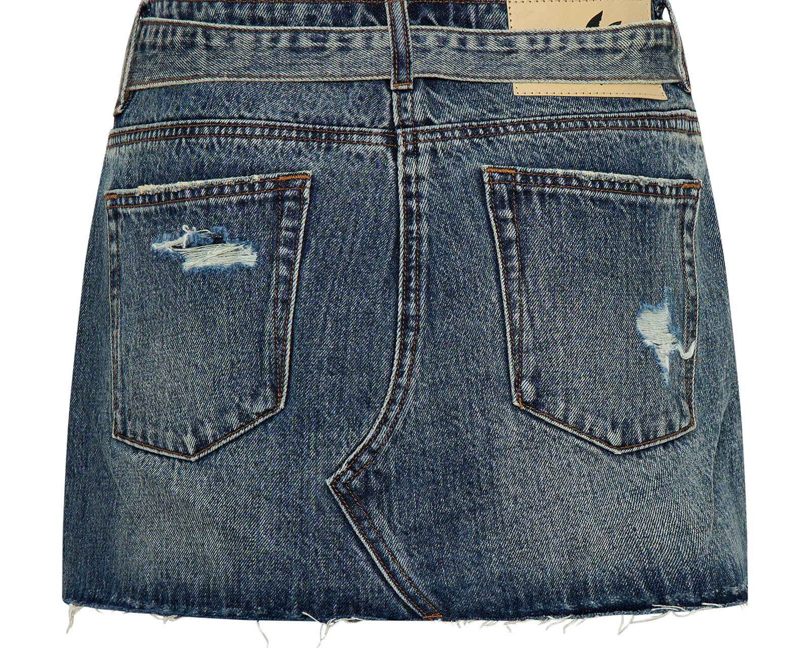 Belted Low Waist Denim Mini Skirt - Boys Club Blue