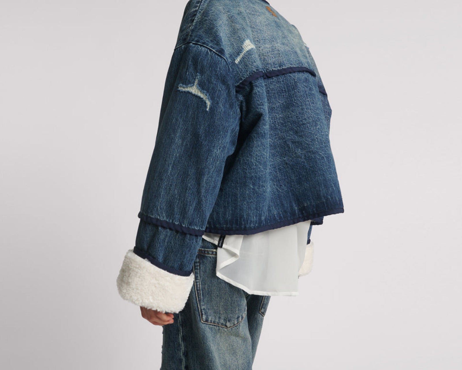 Teddy Cropped Denim Jacket - Boys Club Blue
