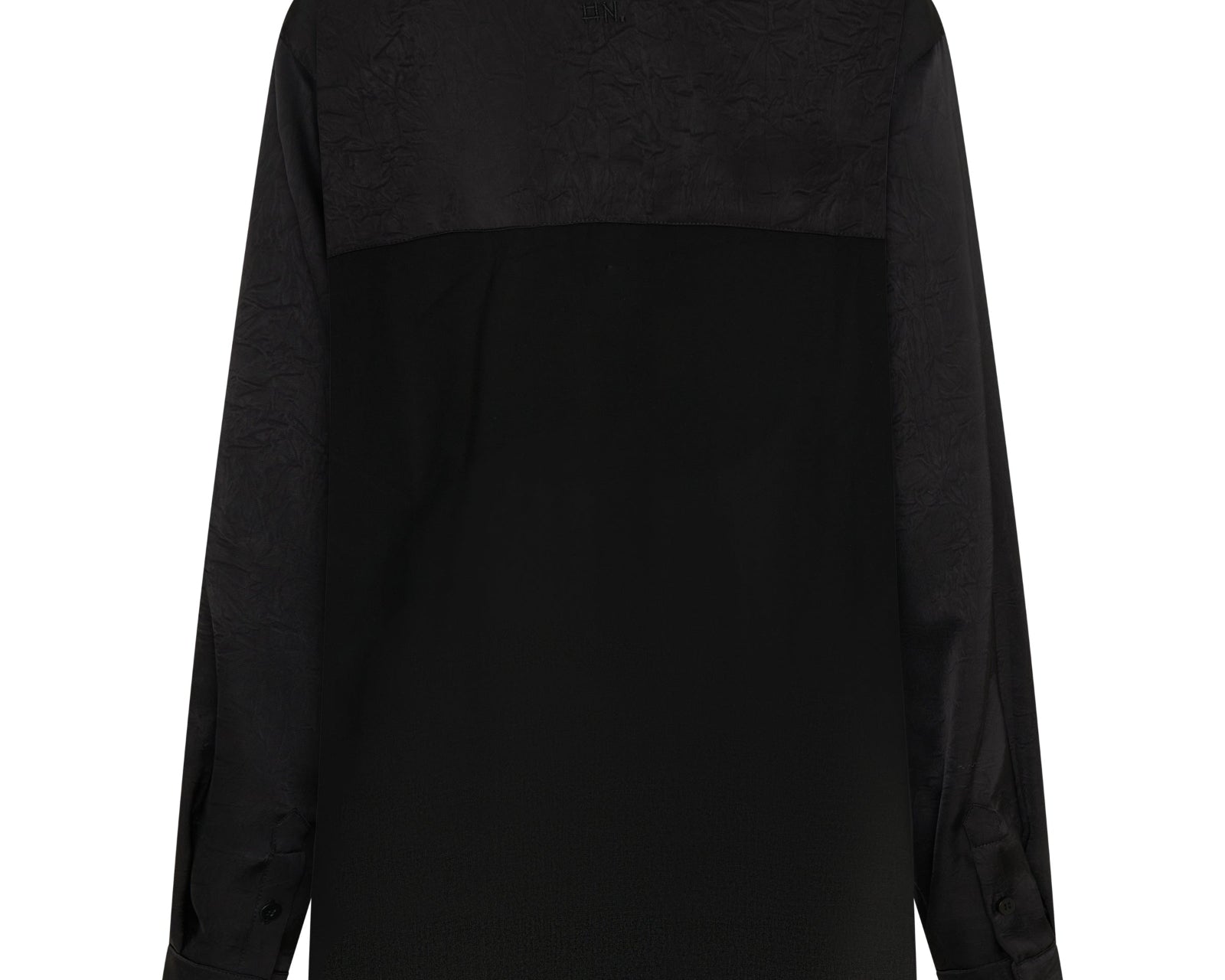 Sheer Panel Tuxedo Shirt - Black